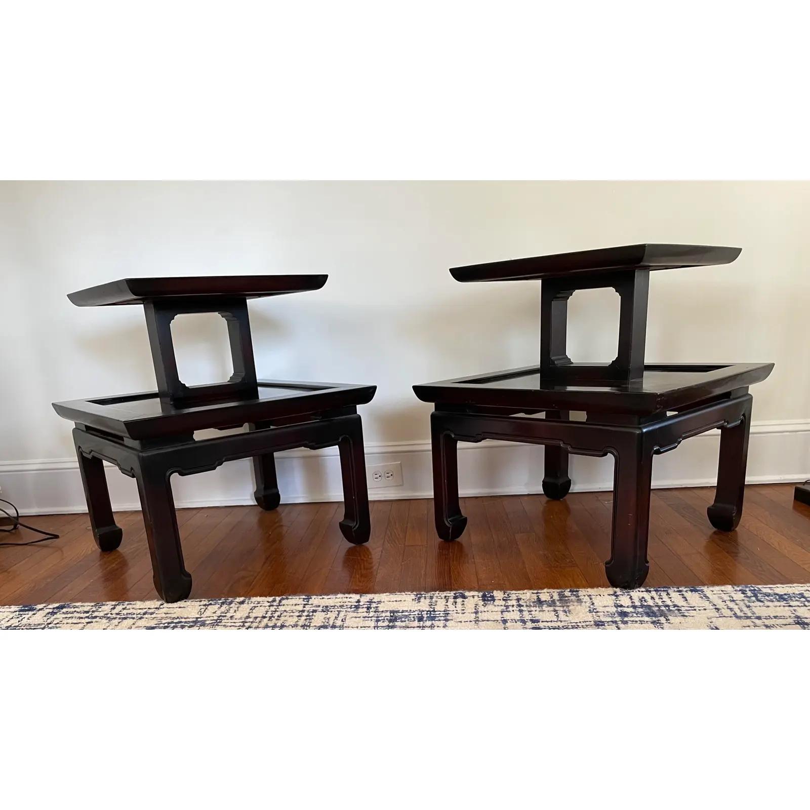 Vintage James Mont Style Ming Tiered End Tables For Sale 6