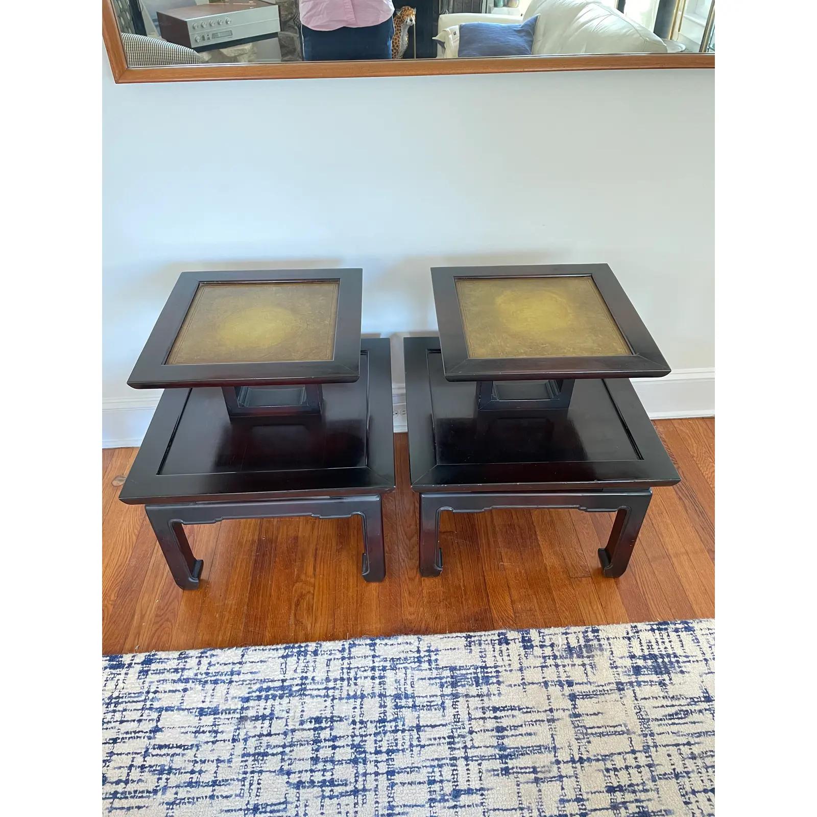 Mid-Century Modern Vintage James Mont Style Ming Tiered End Tables For Sale