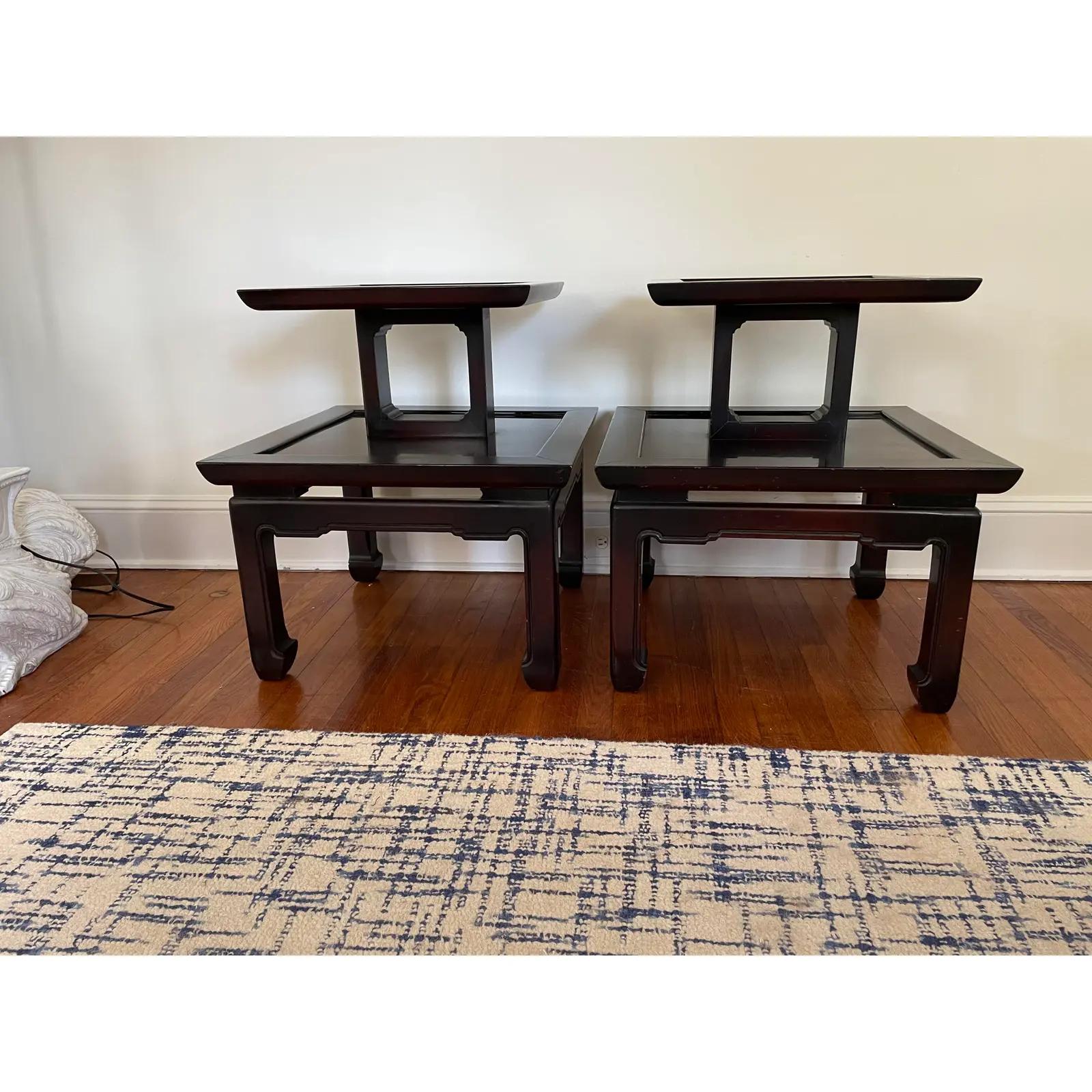 Vintage James Mont Style Ming Tiered End Tables In Good Condition For Sale In W Allenhurst, NJ