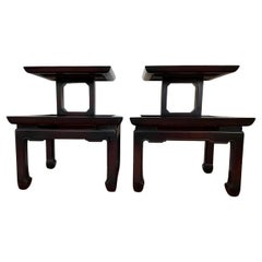 Retro James Mont Style Ming Tiered End Tables