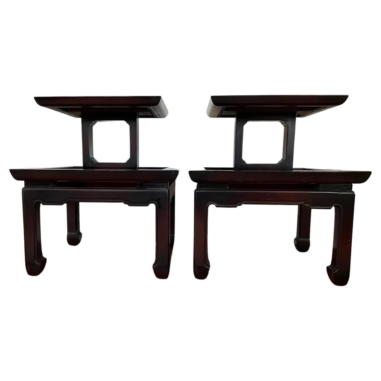 Vintage James Mont Style Ming Tiered End Tables