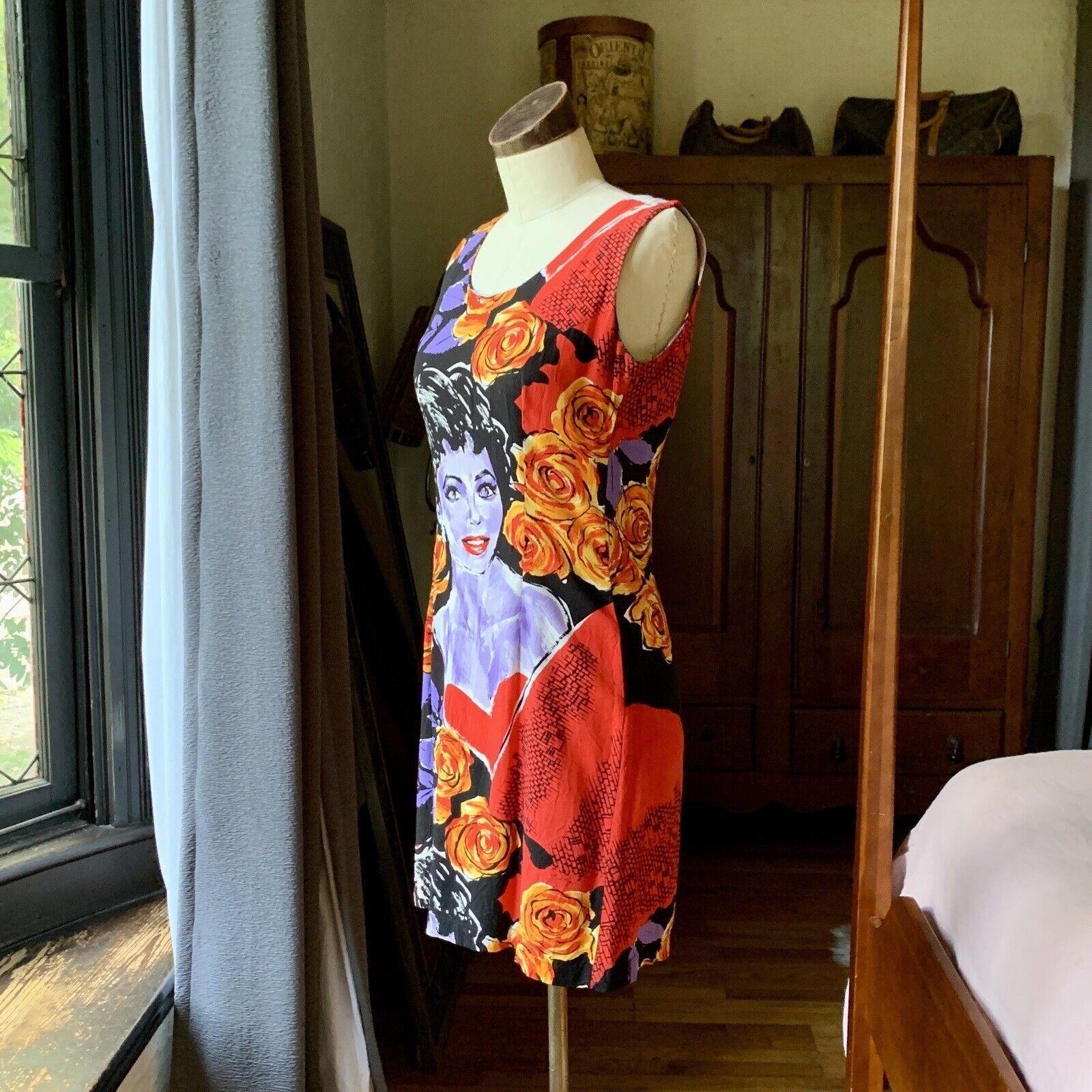 Vintage JAMS WORLD Buntes Vintage-Viskosekleid aus Viskose mit Rosen, Kunst ARCHIVE, S/M SELTEN für Damen oder Herren im Angebot