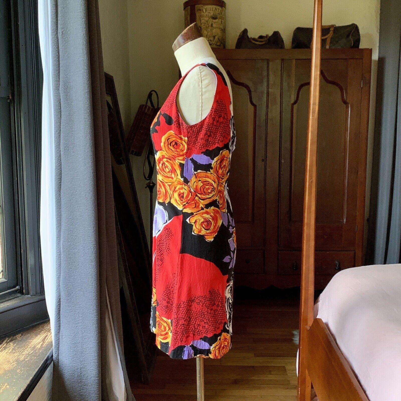 Vintage JAMS WORLD Buntes Vintage-Viskosekleid aus Viskose mit Rosen, Kunst ARCHIVE, S/M SELTEN im Angebot 1