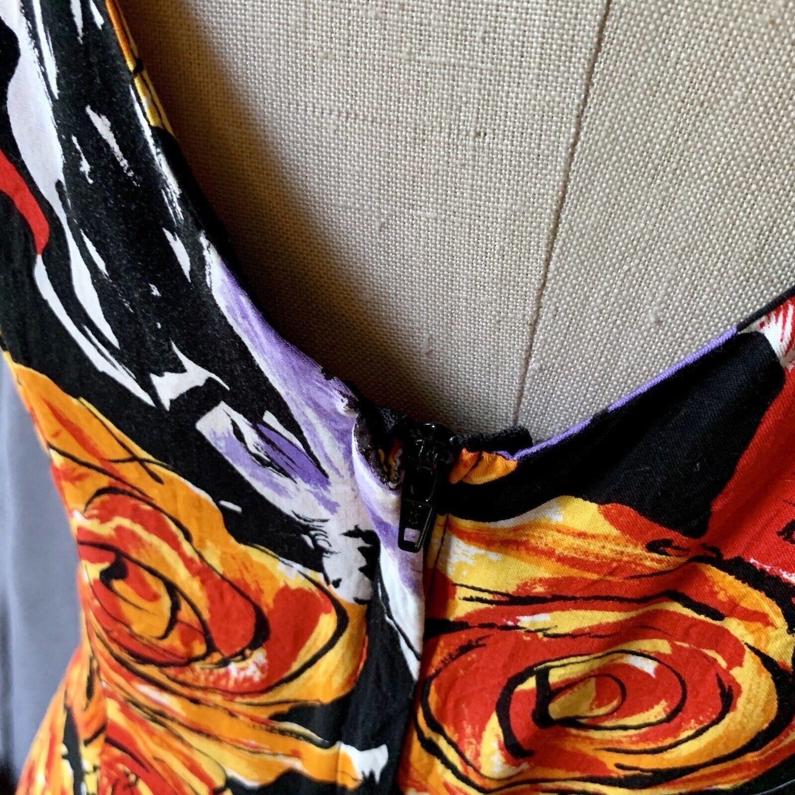Vintage JAMS WORLD Buntes Vintage-Viskosekleid aus Viskose mit Rosen, Kunst ARCHIVE, S/M SELTEN im Angebot 5