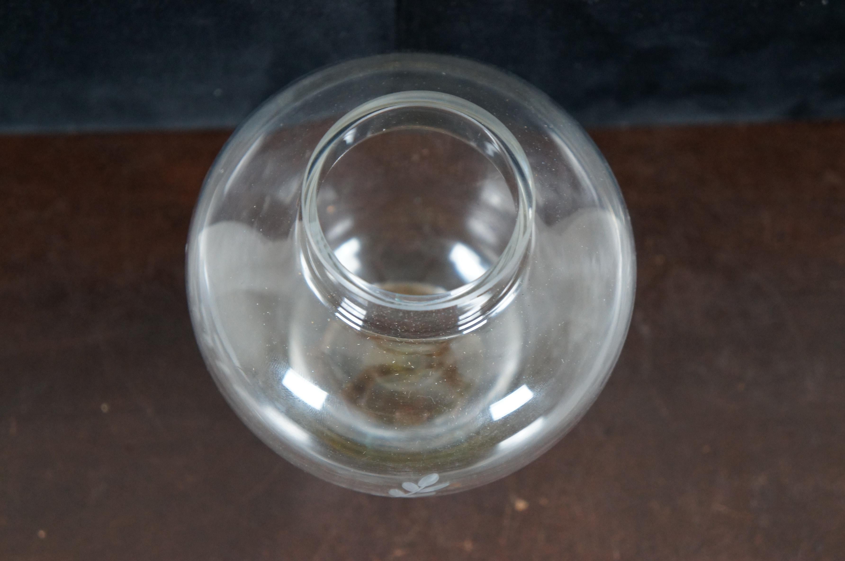 etched glass vase vintage