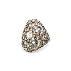 Vintage JANA Designer Natural Fancy Color Diamond Gold Dome Ring