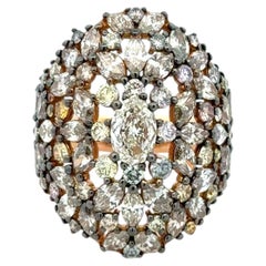 Vintage JANA Designer Natural Fancy Color Diamond Gold Dome Ring