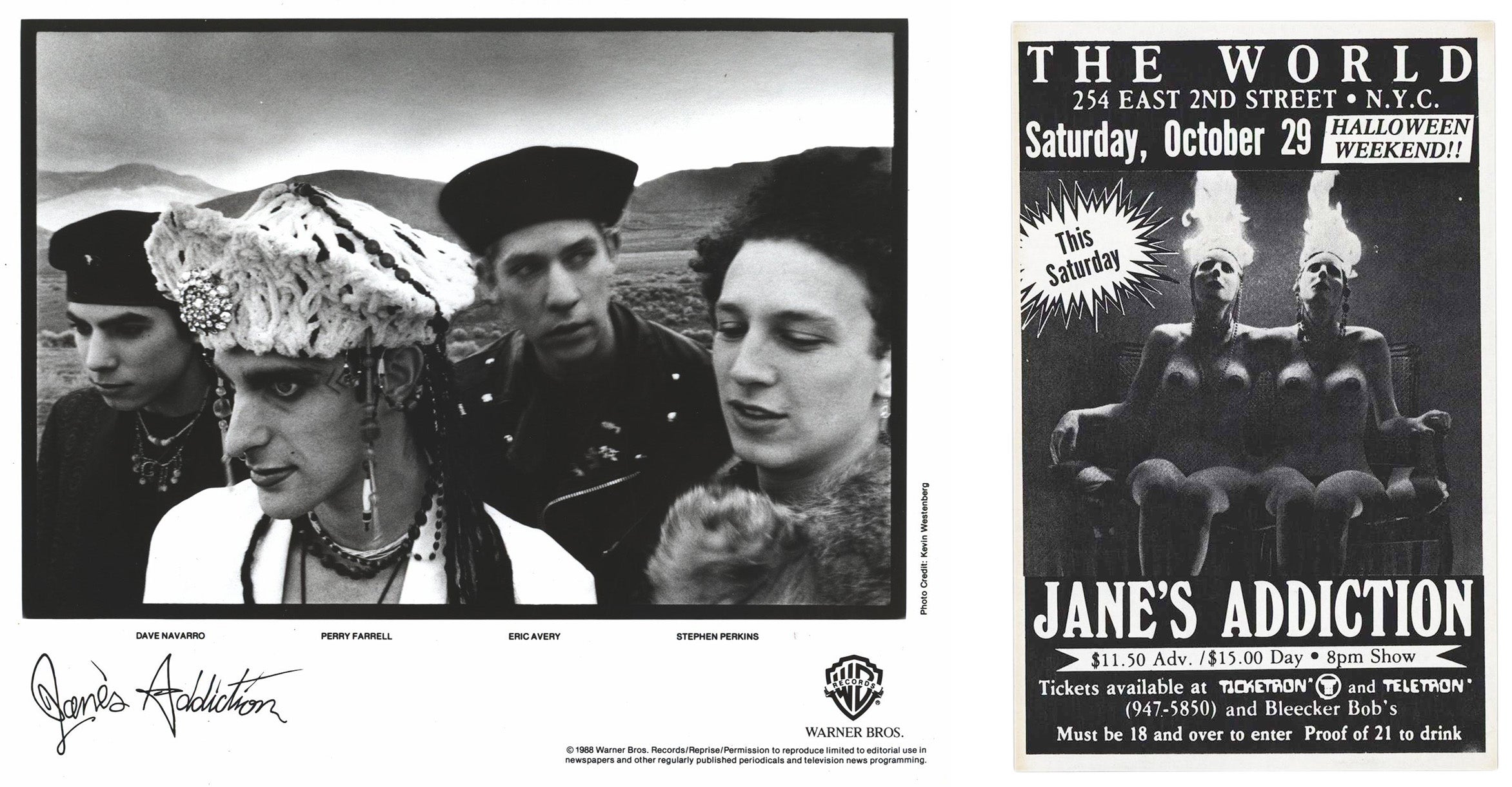 Vintage Jane's Addiction press Photograph & gig flyer (set of 2)