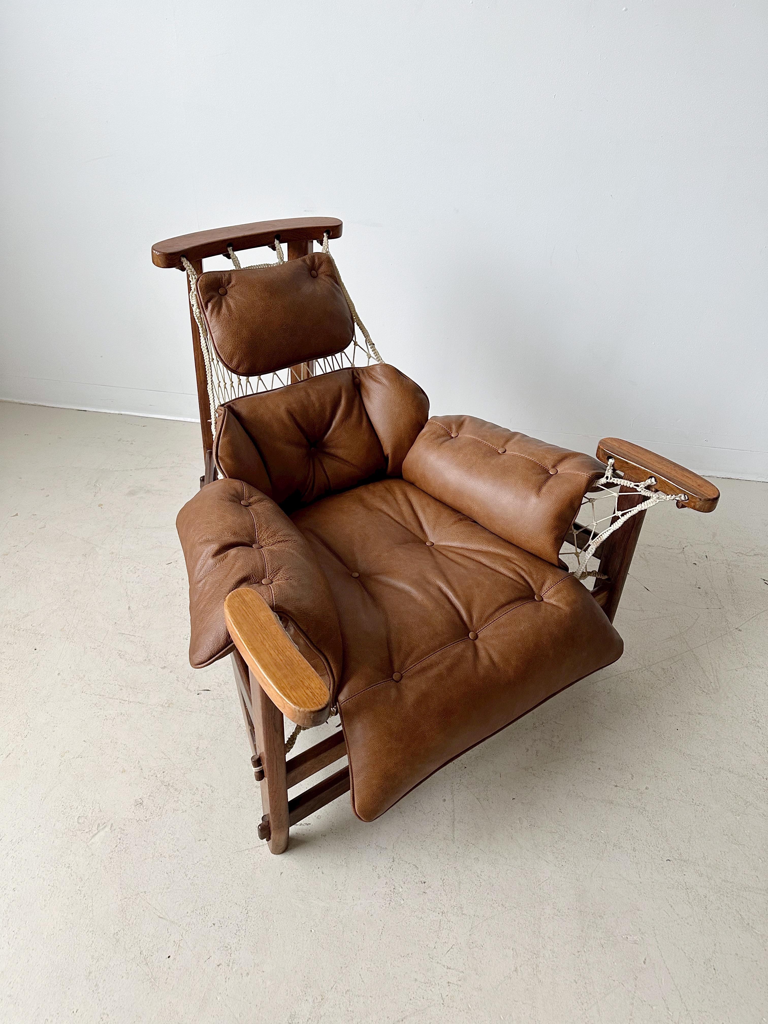 Vintage Jangada Leather Lounge Chair by Jean Gillon, 60's For Sale 3