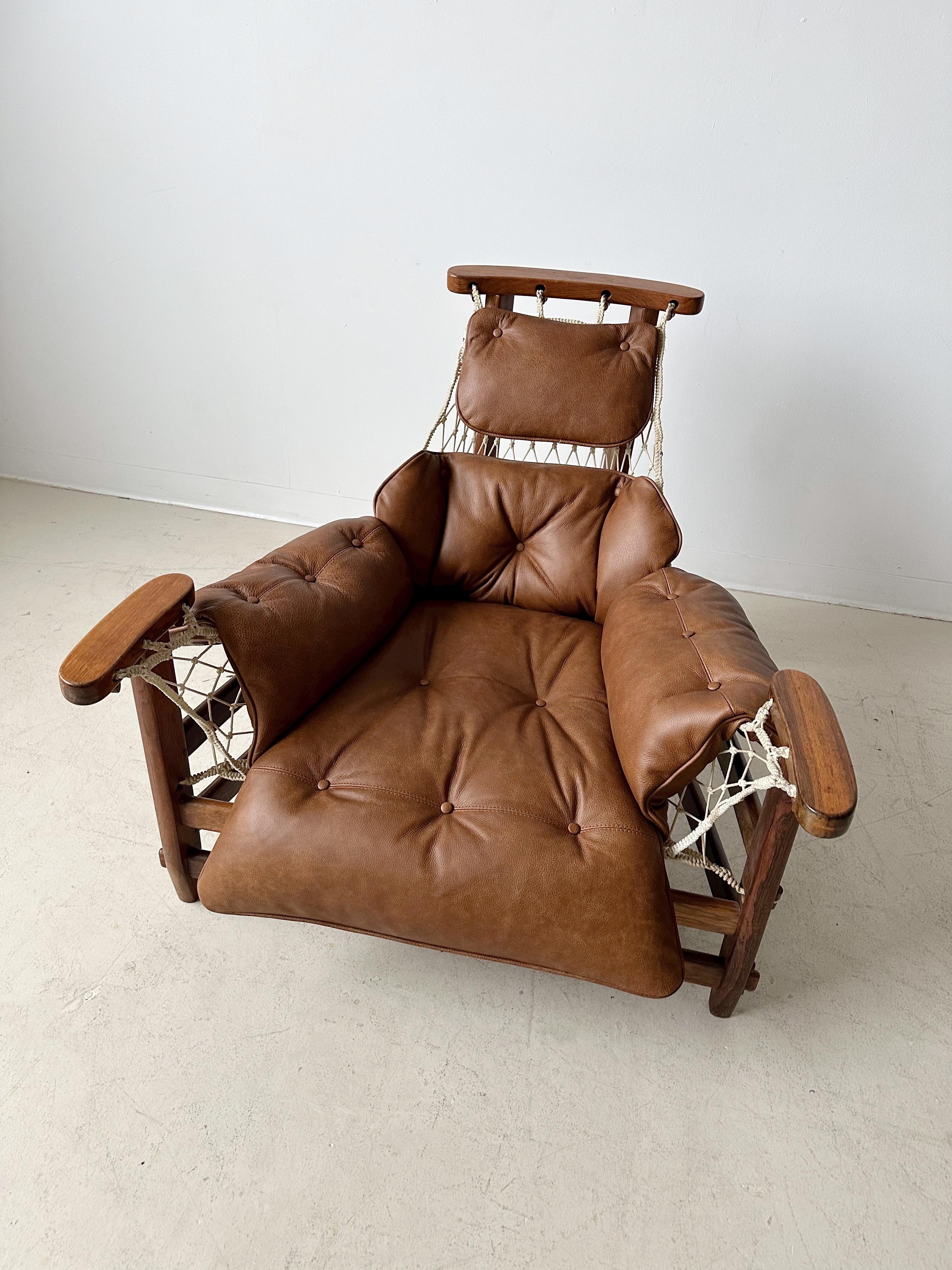 Vintage Jangada Leather Lounge Chair by Jean Gillon, 60's For Sale 6