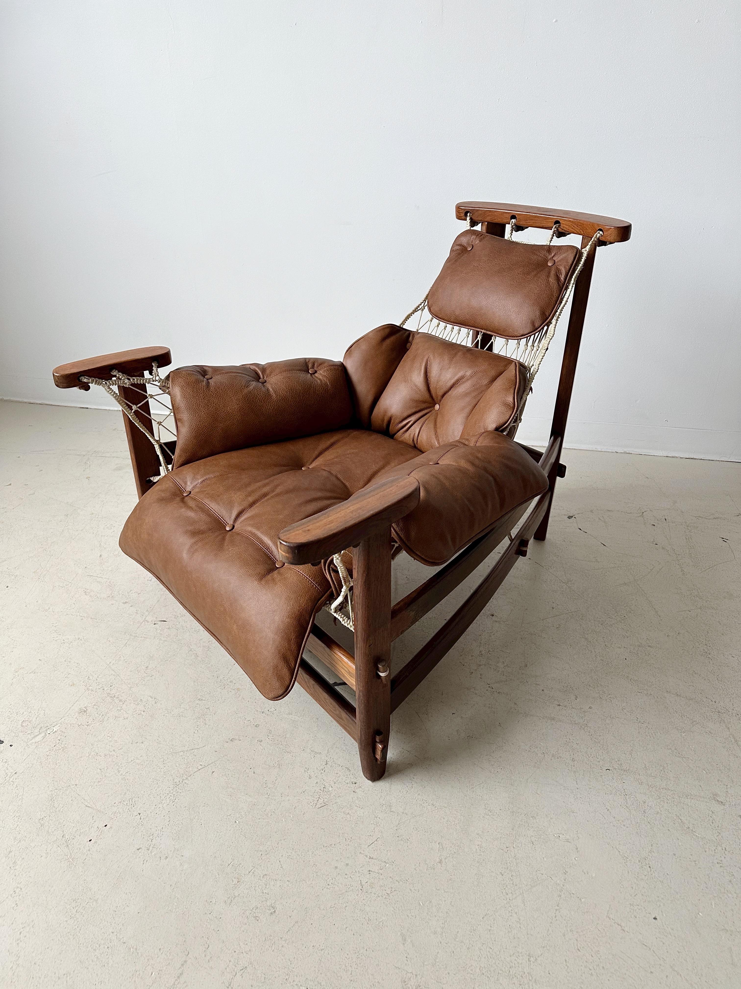 Vintage Jangada Leather Lounge Chair by Jean Gillon, 60's For Sale 7