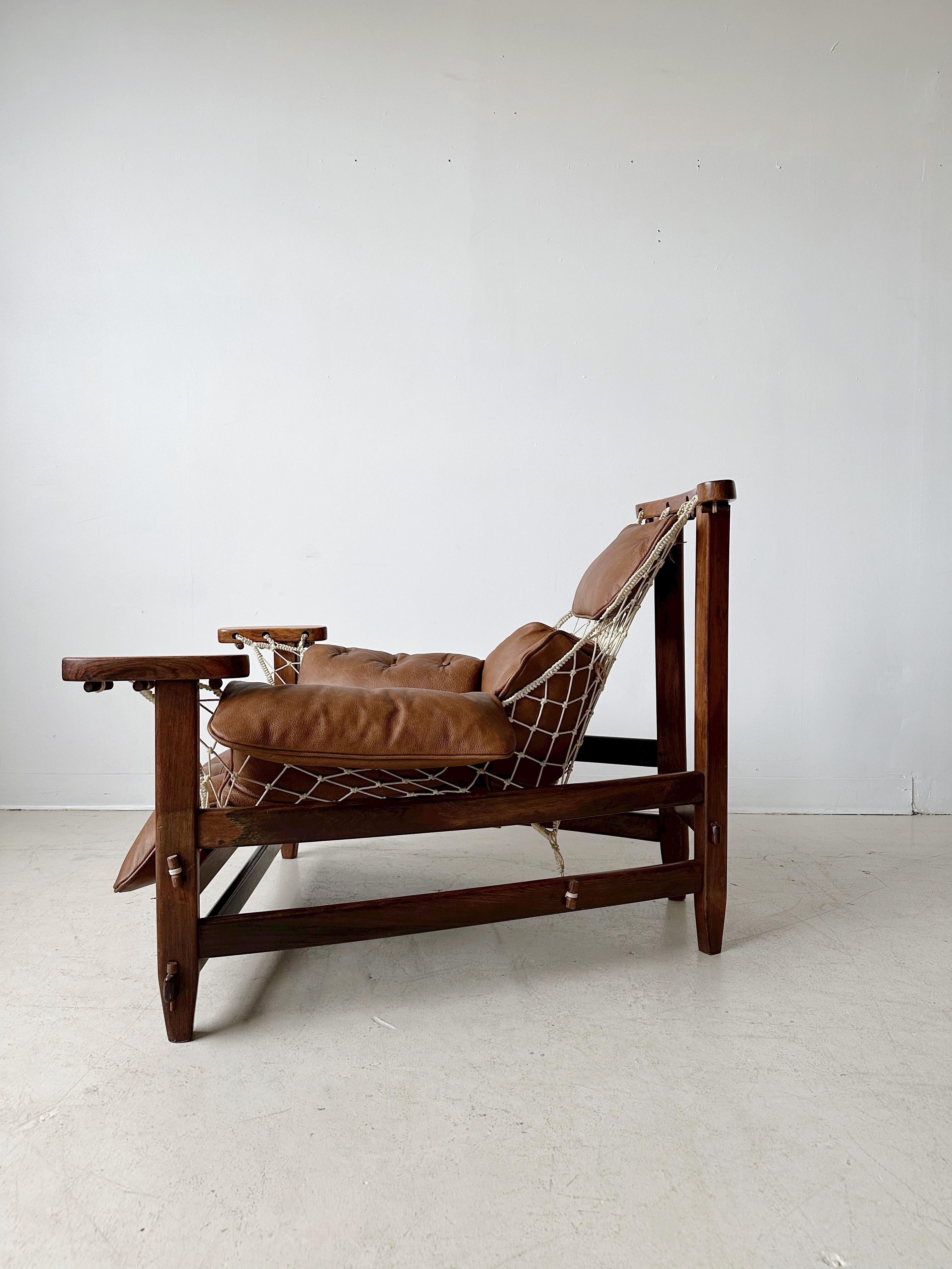 Mid-Century Modern Vintage Jangada Leather Lounge Chair by Jean Gillon, 60's For Sale