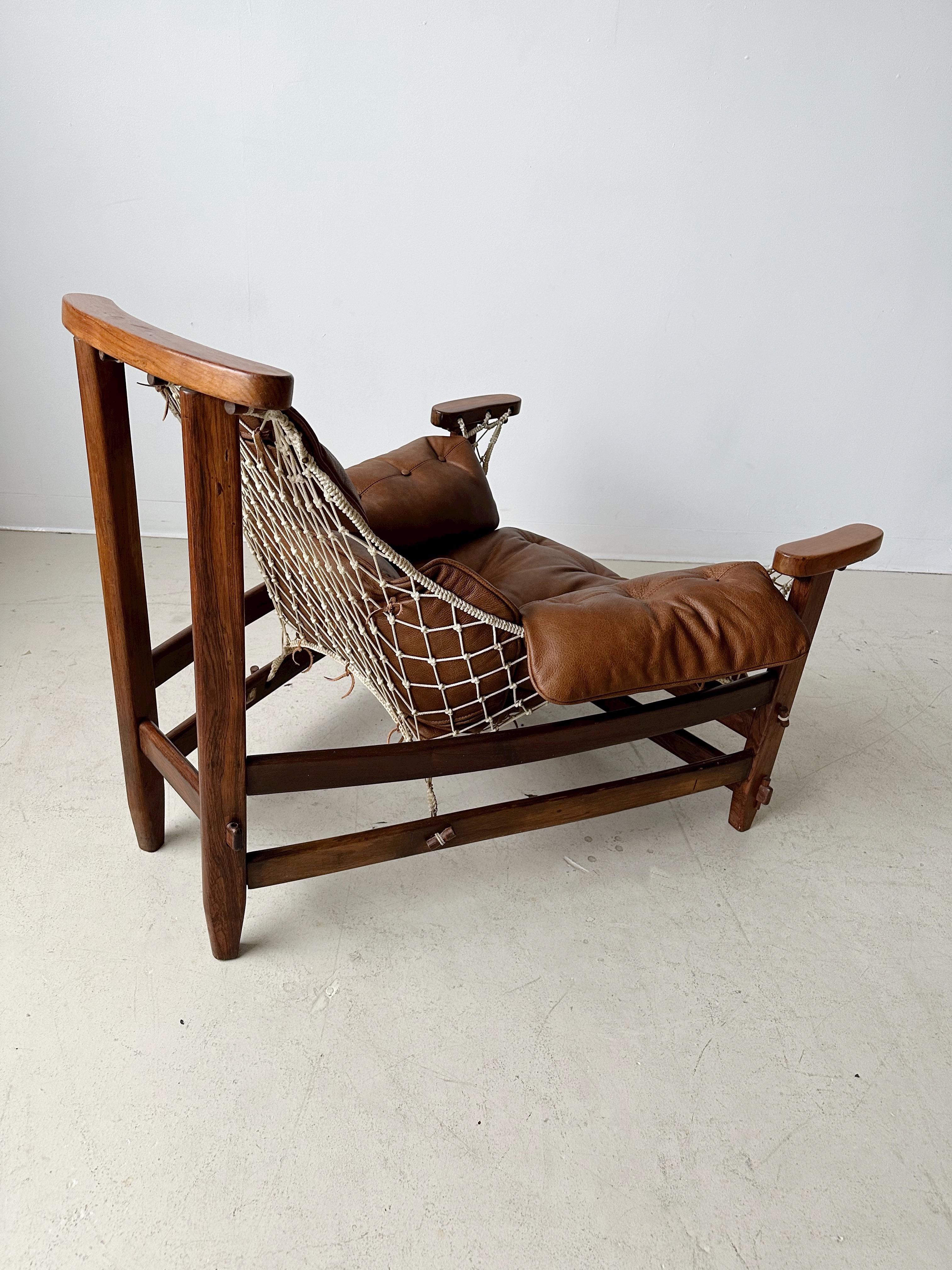 Mid-20th Century Vintage Jangada Leather Lounge Chair by Jean Gillon, 60's For Sale