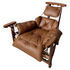 Retro Jangada Leather Lounge Chair by Jean Gillon, 60's