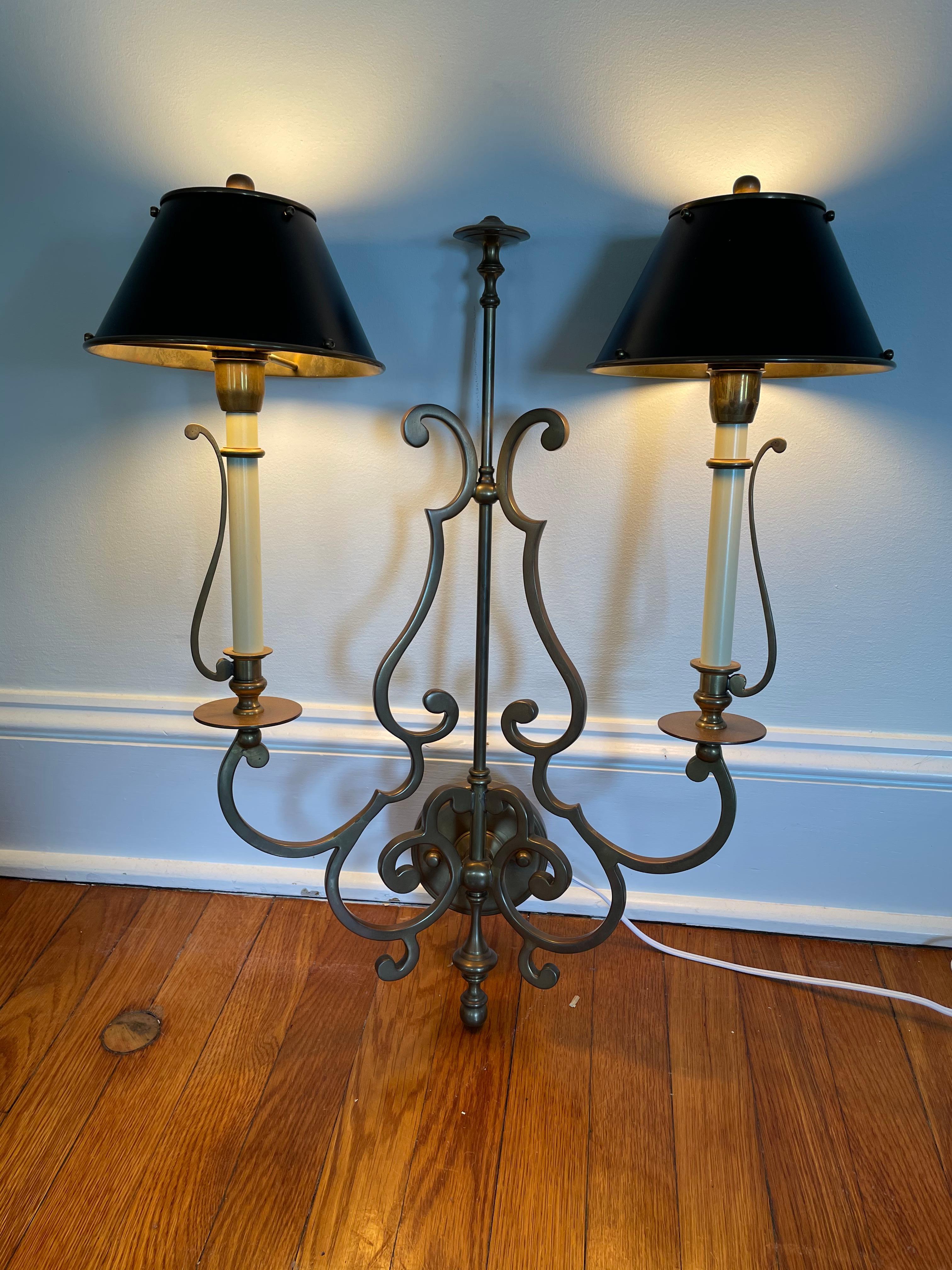 Neoclassical Revival Vintage Jansen Style French Brass Bouillotte Sconces, a Pair For Sale