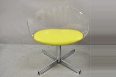 Vintage Jansko Mid Century Modern Sculpted Lucite Yellow Vinyl Swivel Chair (Sedia girevole in vinile giallo)
