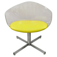 Vintage Jansko Mid Century Modern Sculpted Lucite Yellow Vinyl Swivel Chair