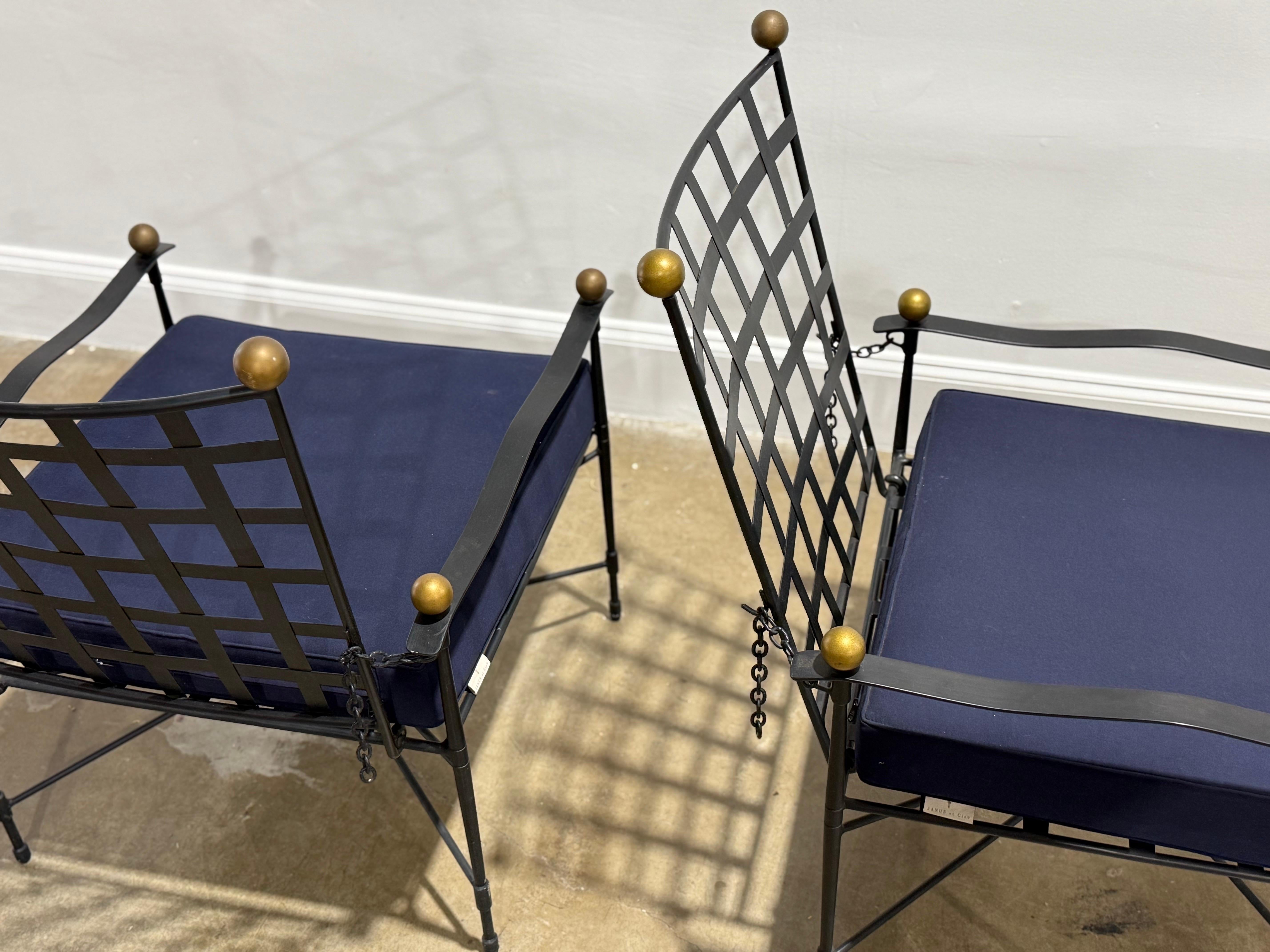 Iron Vintage Janus et Cie Amalfi Lounge Chairs - after Mario Papperzini for Salterini For Sale