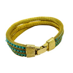 Bracelet de créateur japonais vintage en or et fausse turquoise