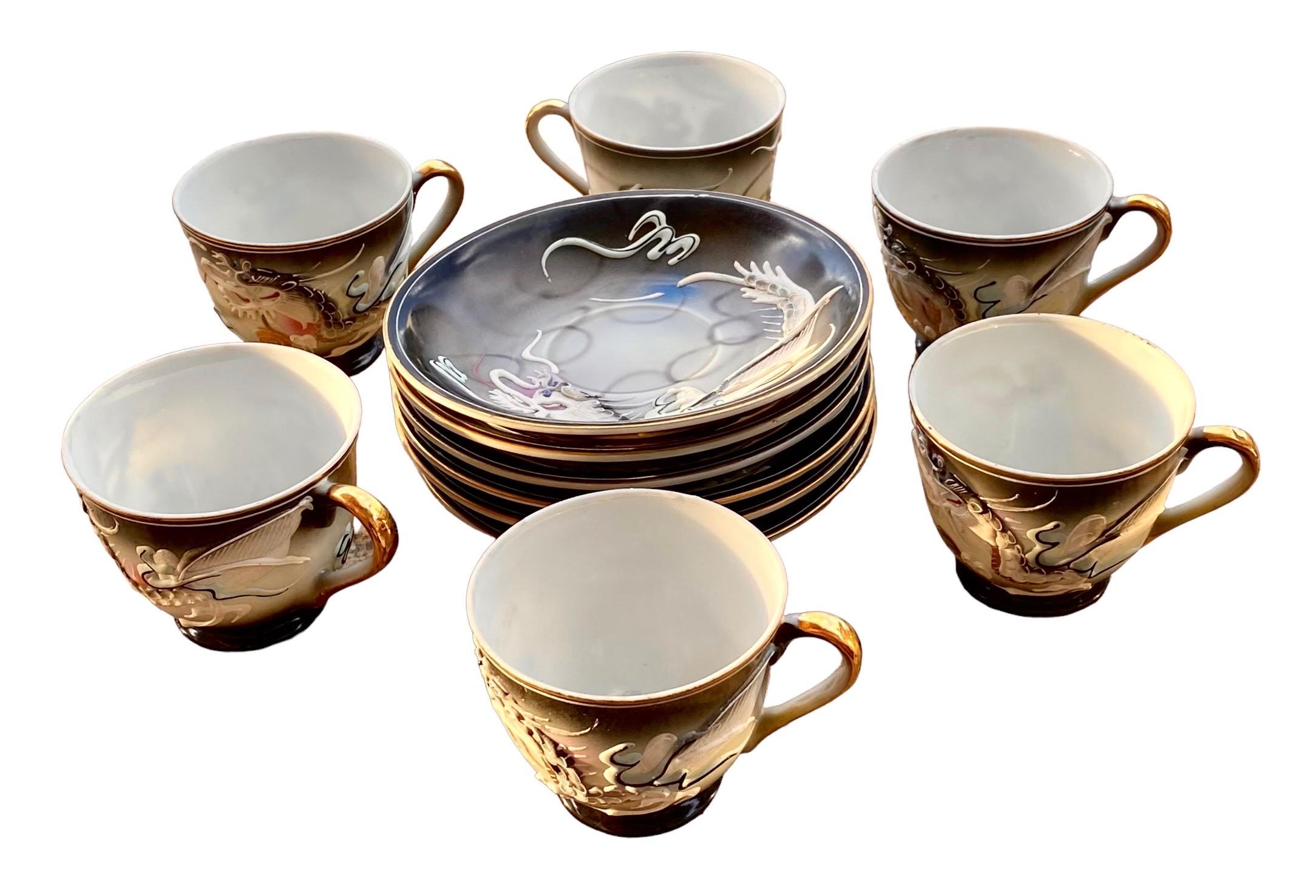Vintage Japan, Hand Decorated Porcelain Dragon Tea Set 2