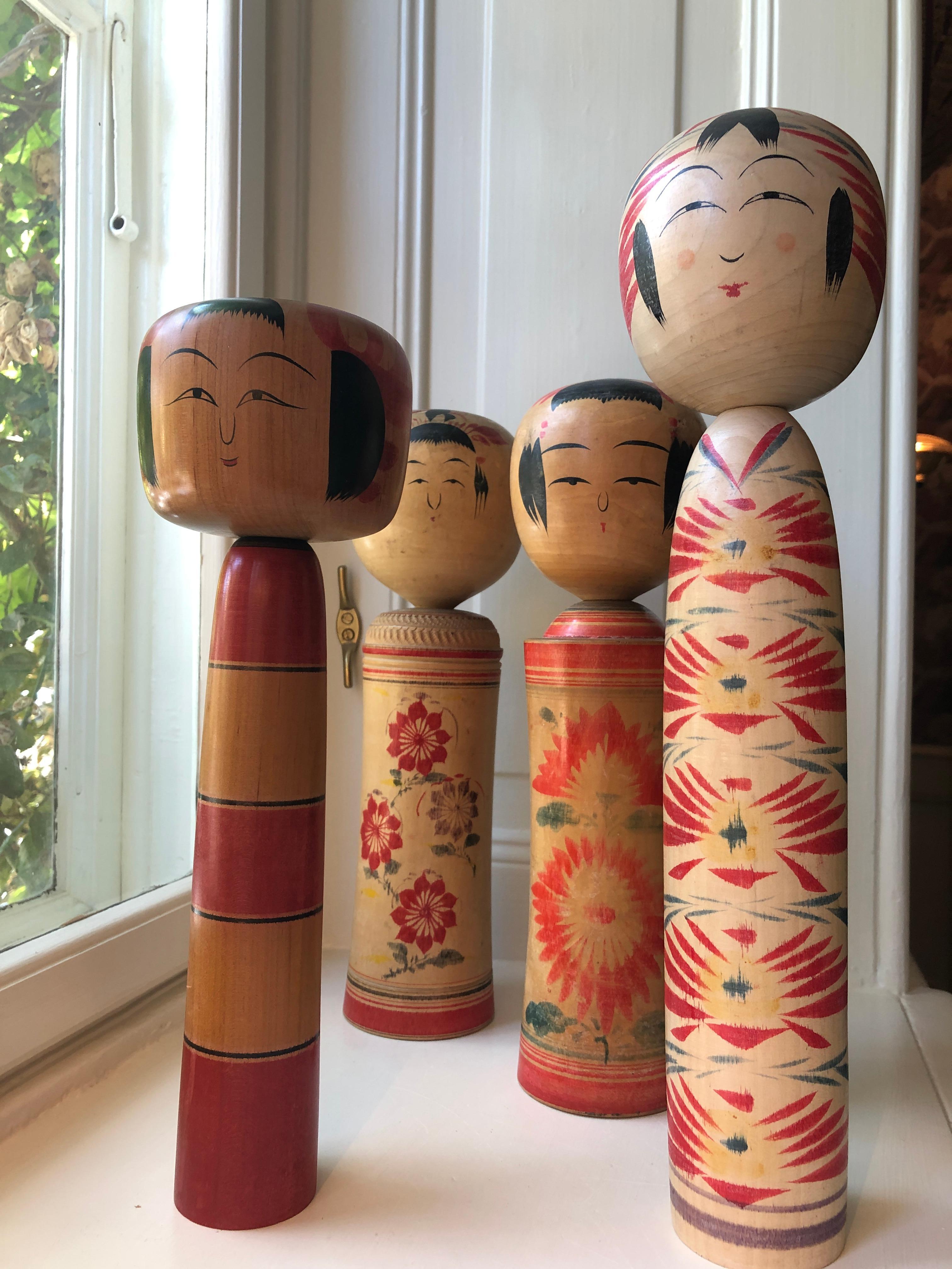Vintage Japanese 1960s-1980s Collection of 18 Kokeshi Dolls from Tohoku Region 3