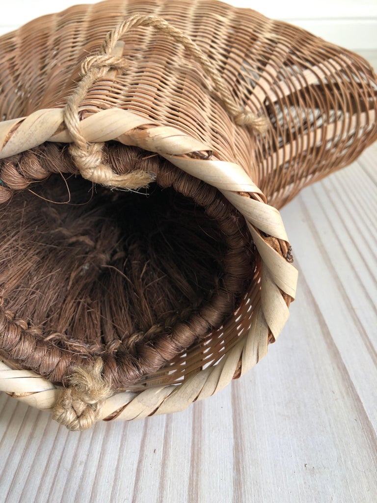 Vintage Japanese 1990s Bamboo Fishing Basket from Kyushuu Island For