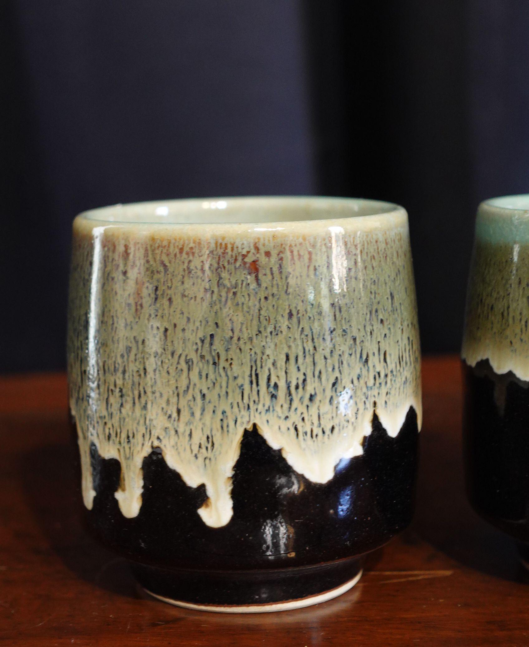 Japonais Vintage Japanese 3 Tea Cups from Mid-Century Studio Pottery en vente