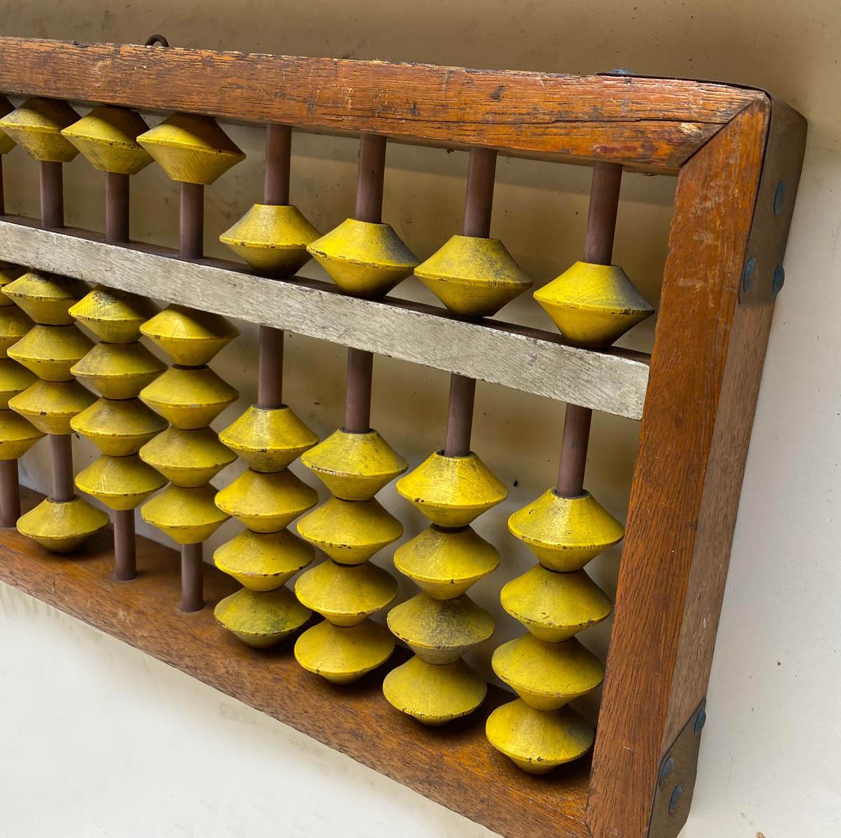 Vintage Japanese abaci. Each abacus is sold separately.
Original paint. Colorful.
The top measures 40 x 10 x 2 inches thick and the bottom measures 45 x 11.5 x 2 inches thick.
These look great on the wall!