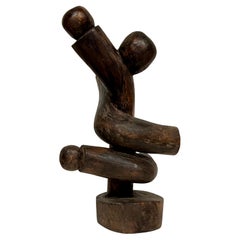 Vintage Japanese Abstract Wood Sculpture