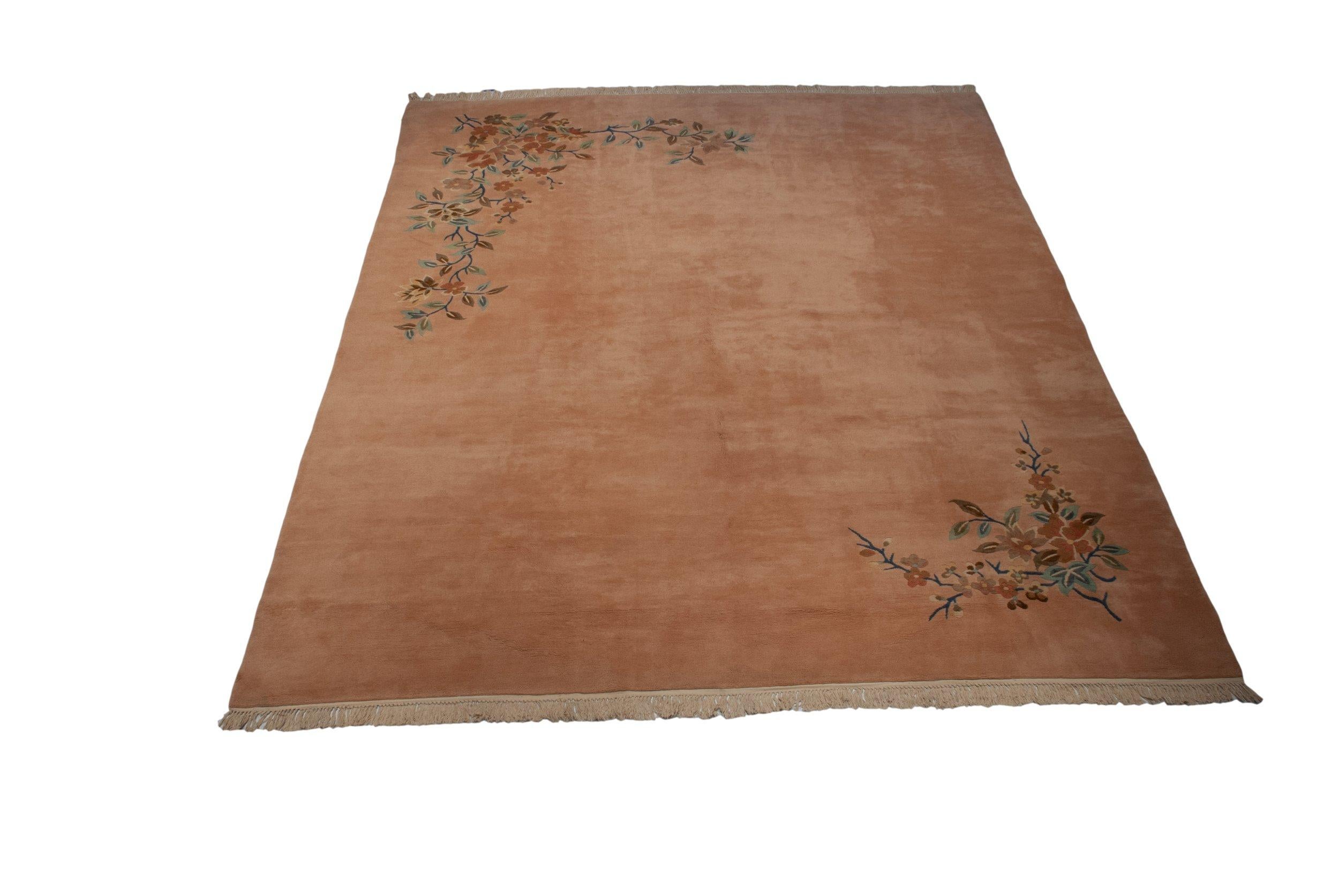 Hand-Knotted Vintage Japanese Art Deco Design Carpet For Sale