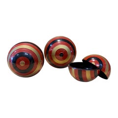 Contenitori di plastica per il tè a forma di palla giapponese vintage, set da 3
