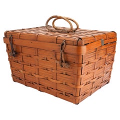 Used Japanese bamboo picnic basket, 1925-50