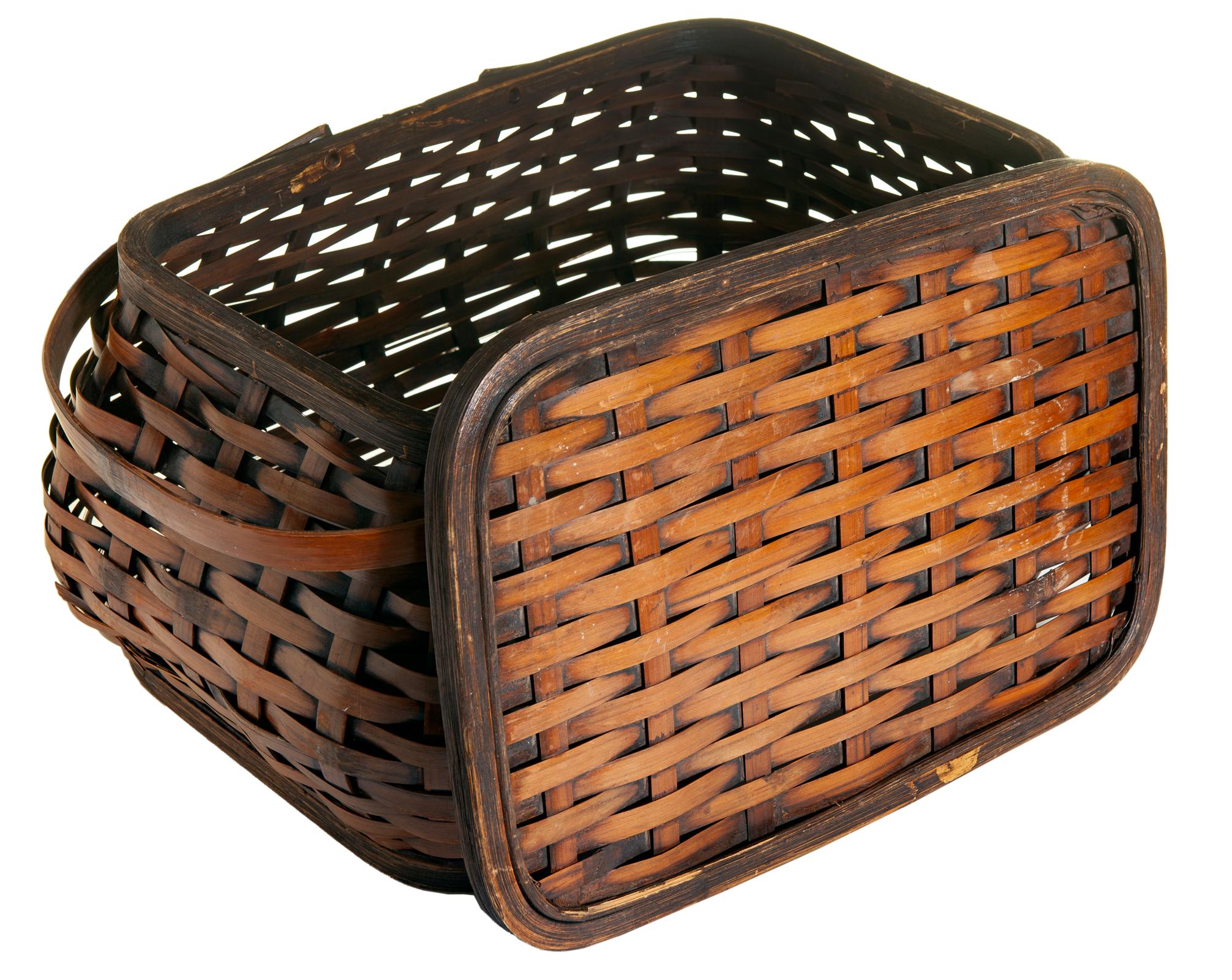 Brass Vintage Japanese Bamboo Picnic Basket For Sale
