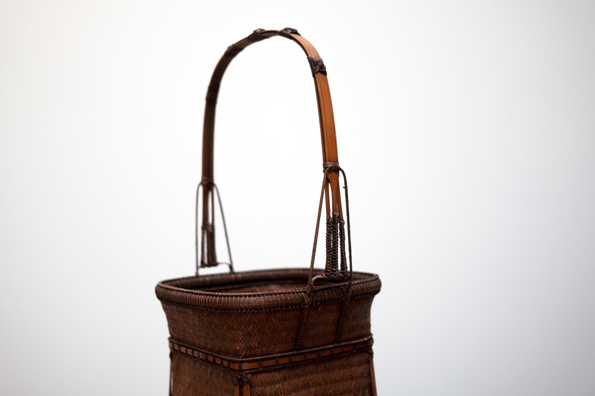 20th Century Japanese Bamboo Ikebana Basket, Circa 1940s