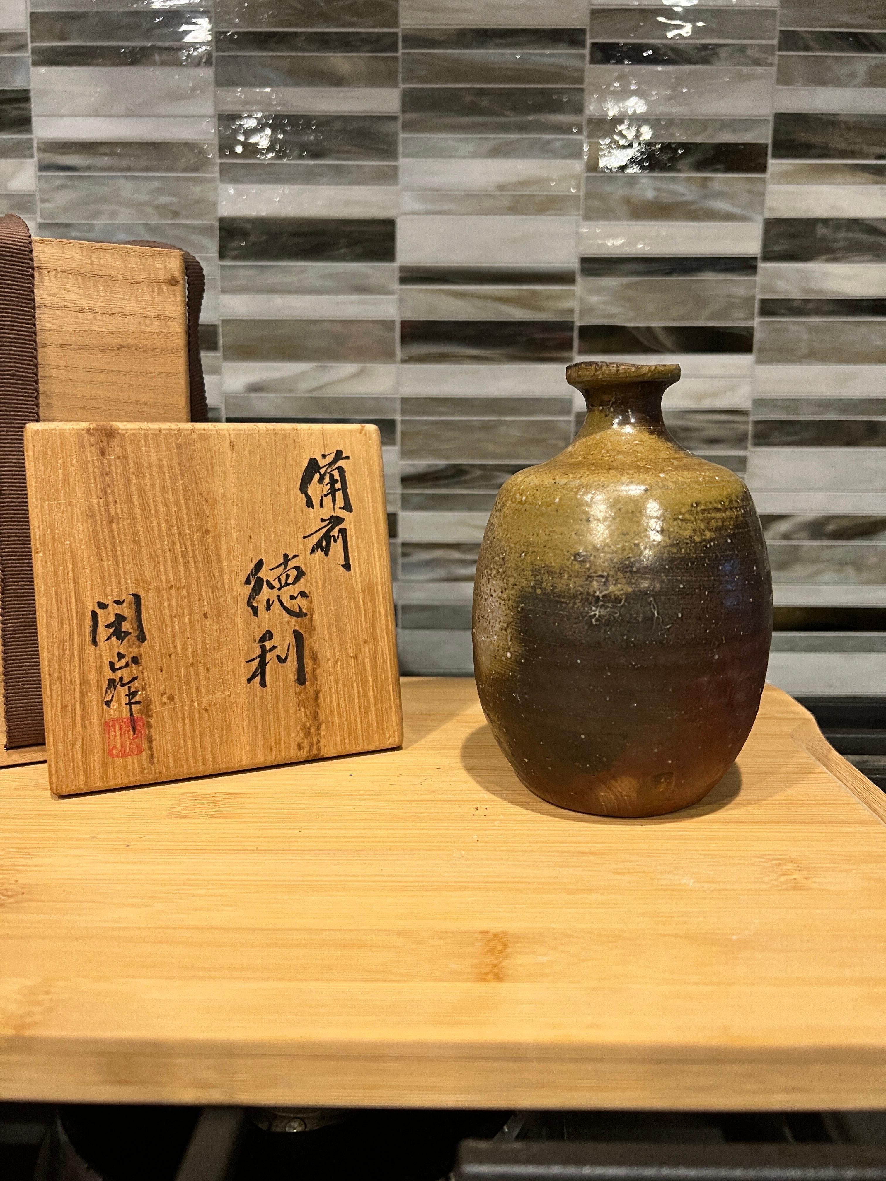 Ceramic Vintage Japanese Bizen ware Takatori Family W/ Original Box For Sale