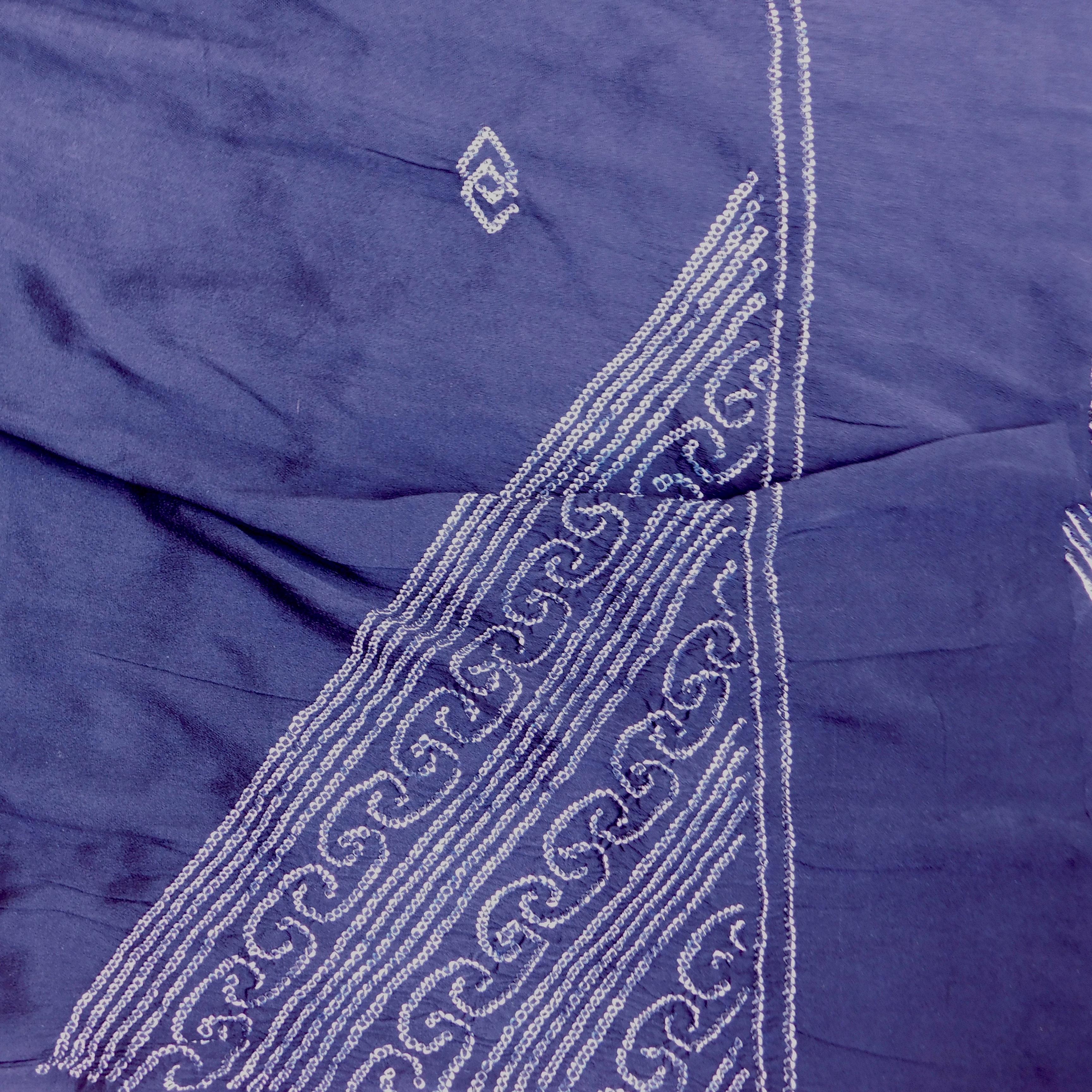 Women's or Men's Vintage Japanese Blackish Blue Silk Shibori Obi Scarf   For Sale