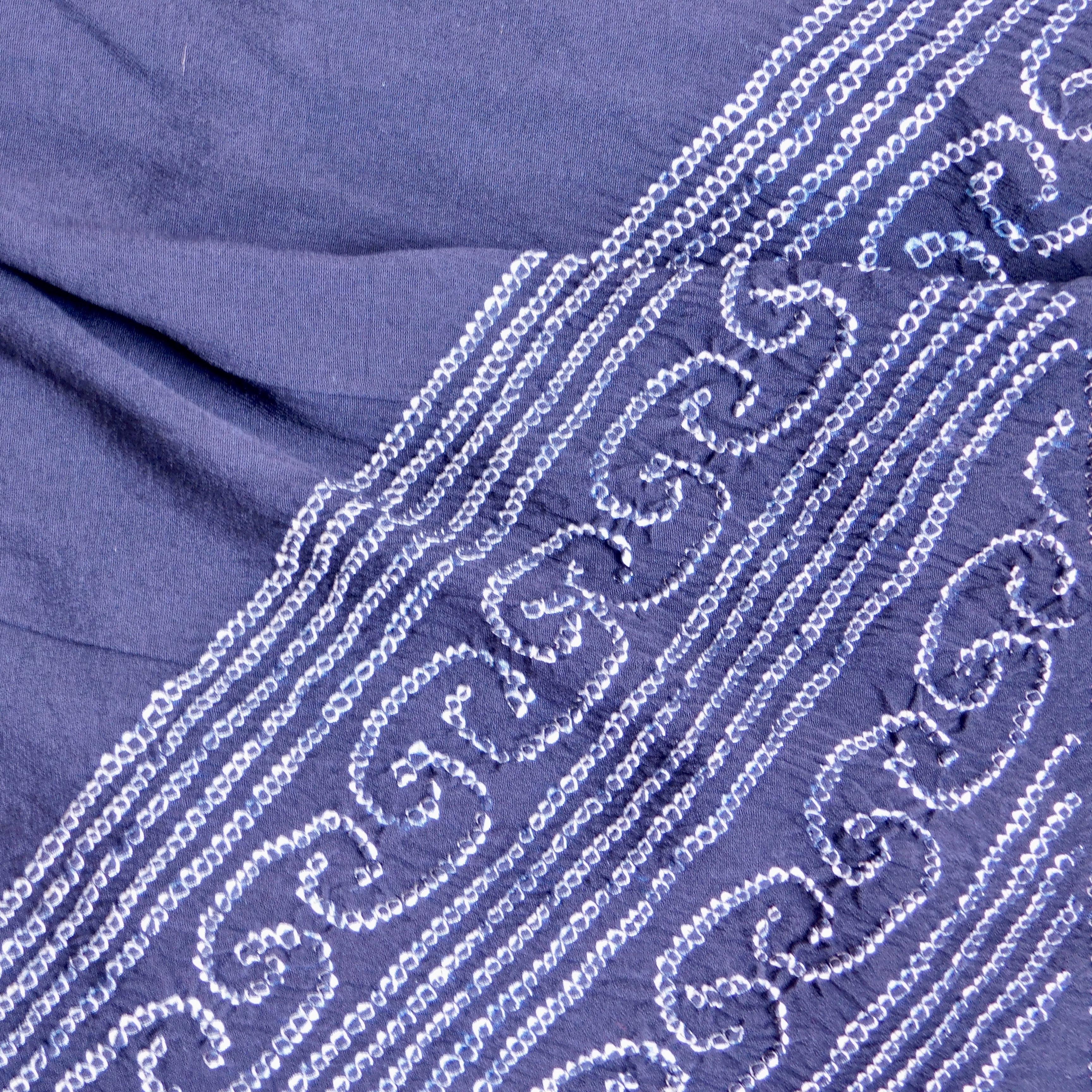 Vintage Japanese Blackish Blue Silk Shibori Obi Scarf   For Sale 1