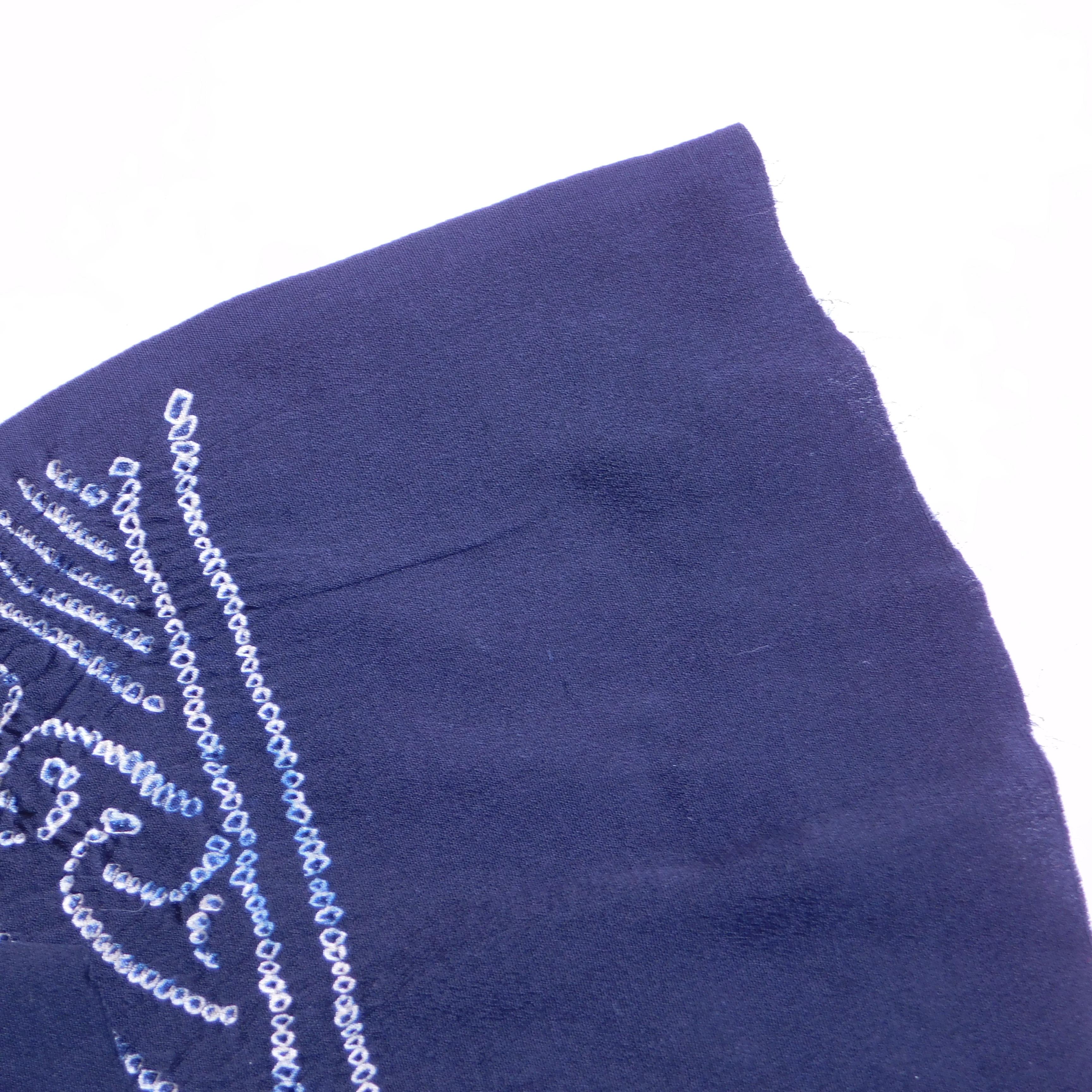 Vintage Japanese Blackish Blue Silk Shibori Obi Scarf   For Sale 2