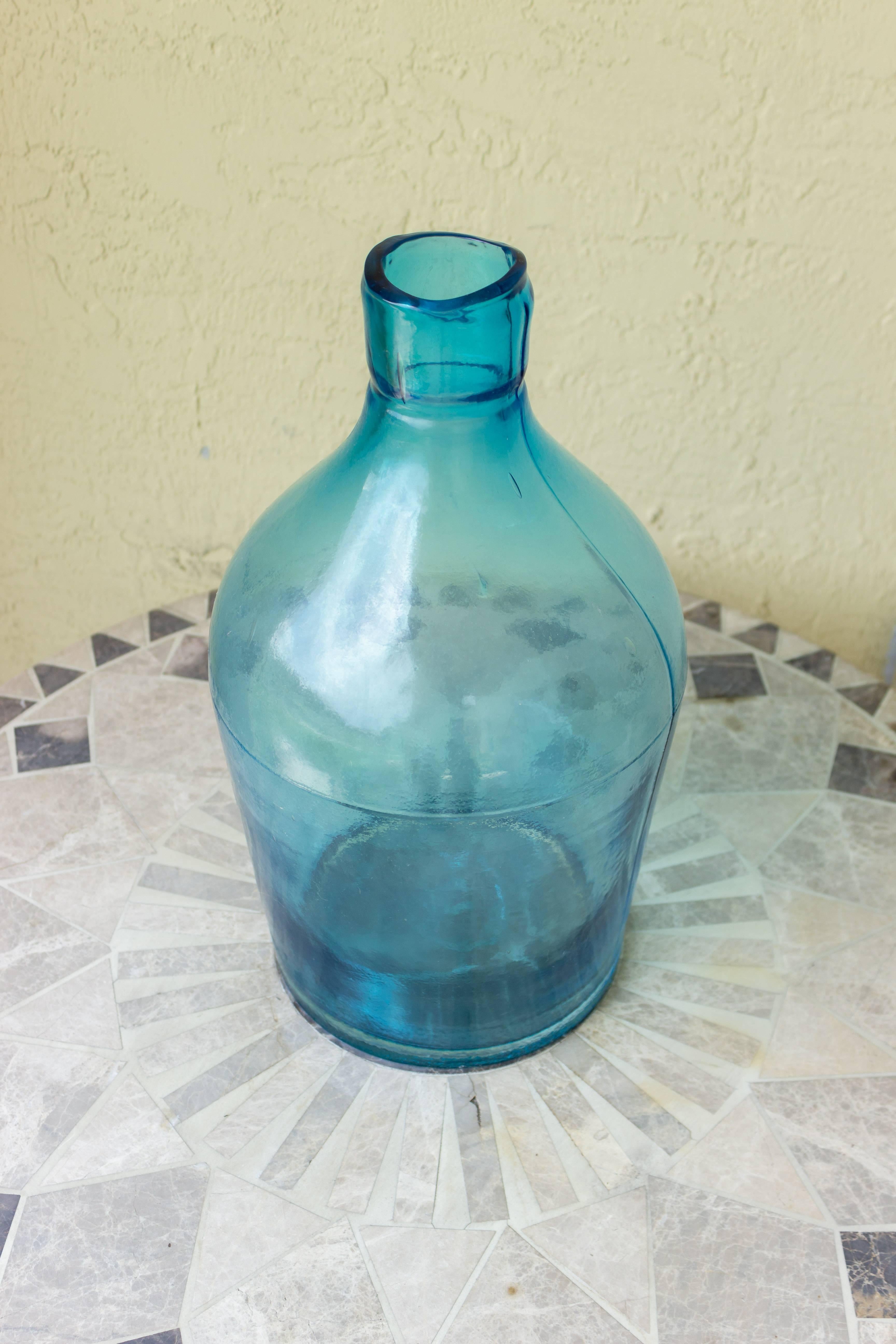 Vintage Japanese Blue Glass Bottles In Excellent Condition In Buchanan, NY