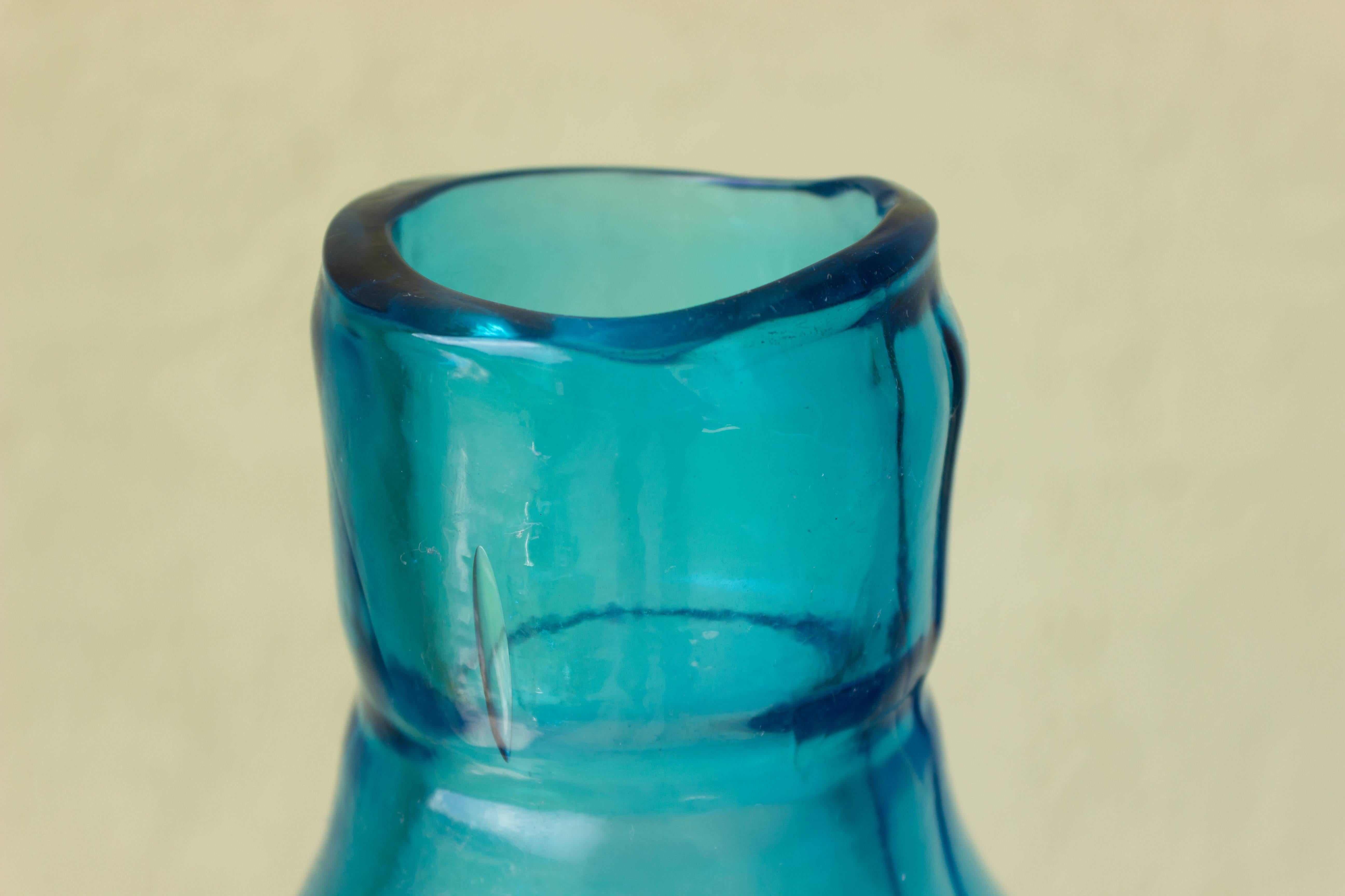 Late 20th Century Vintage Japanese Blue Glass Bottles