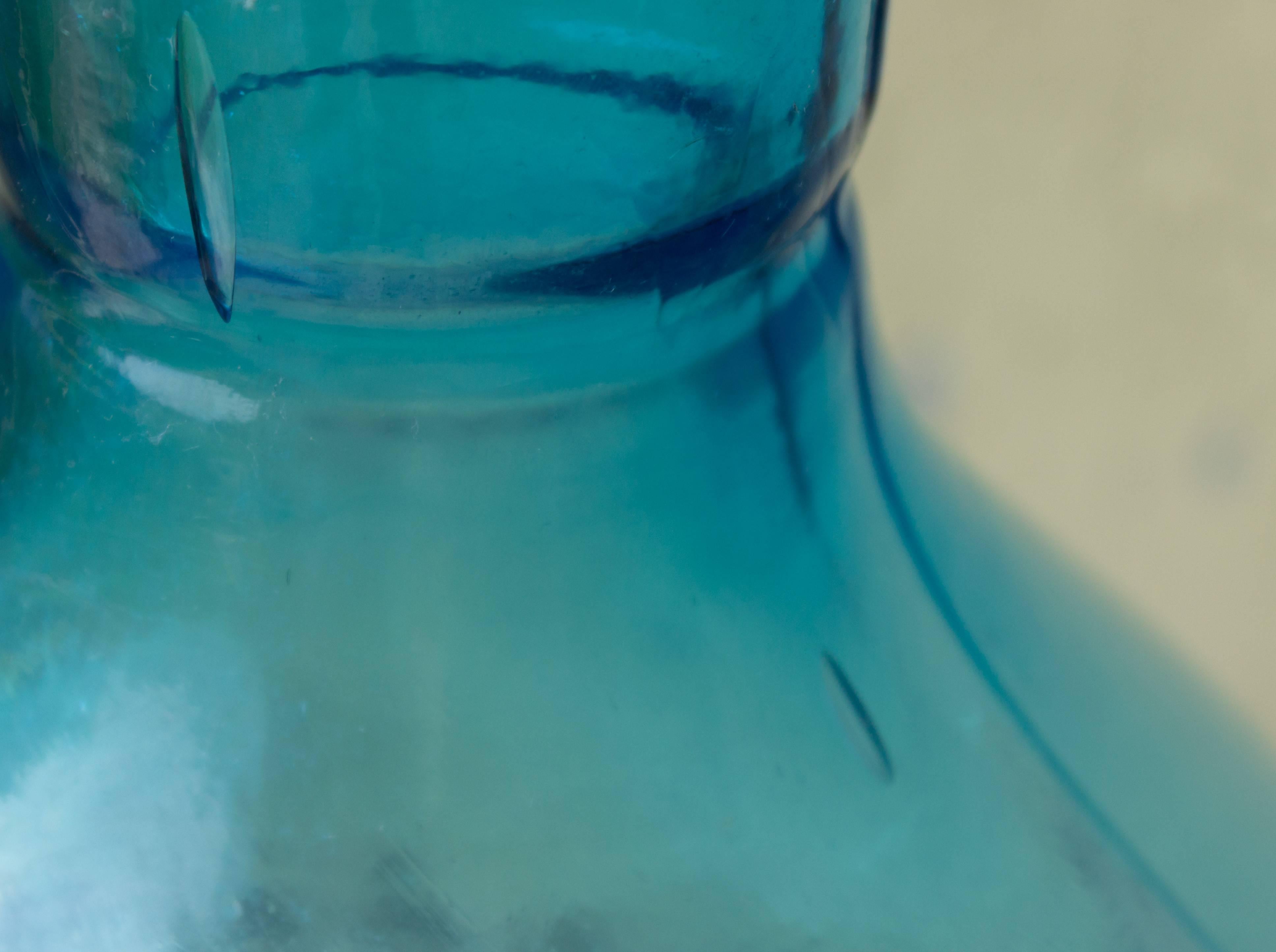 Blown Glass Vintage Japanese Blue Glass Bottles