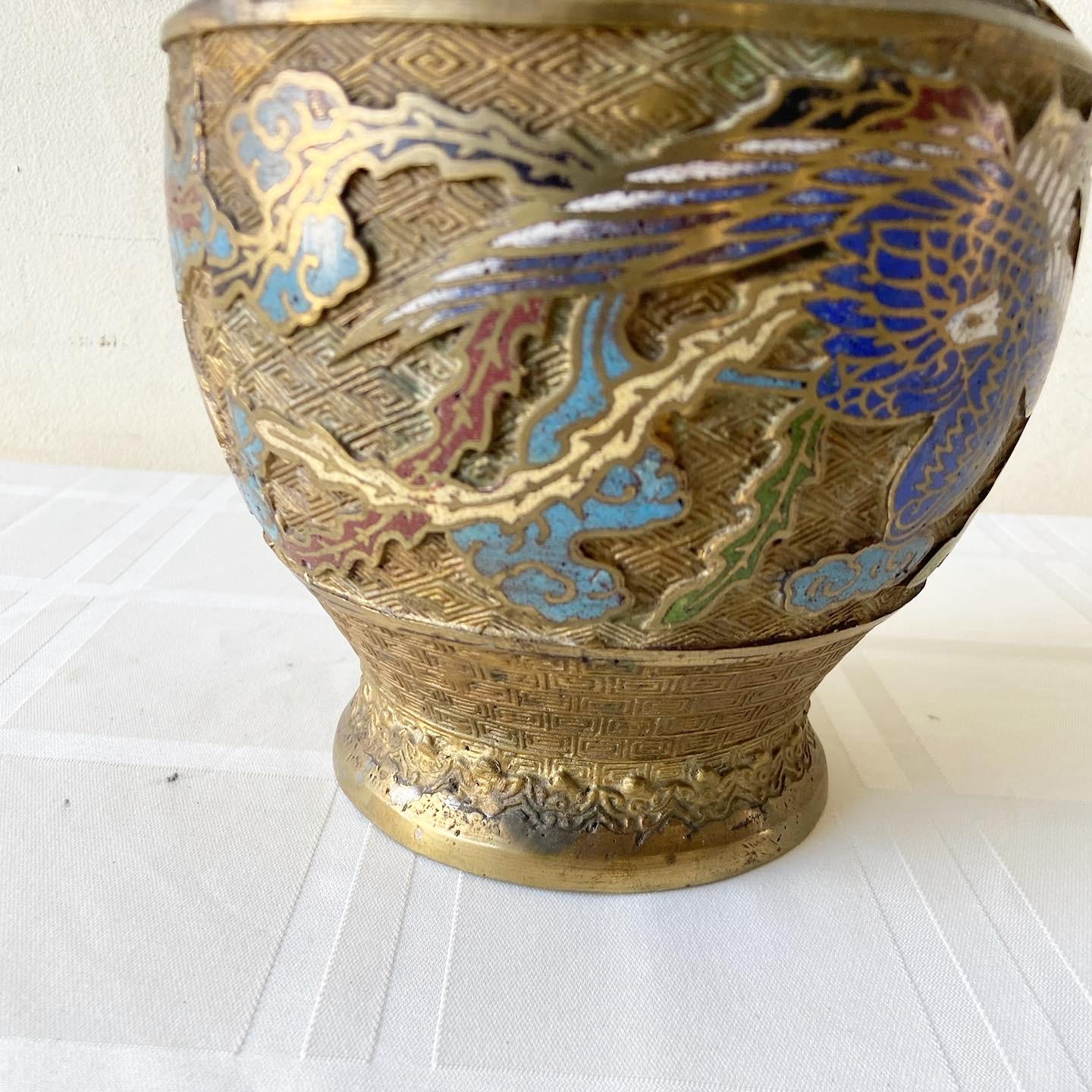 brass enamel vase