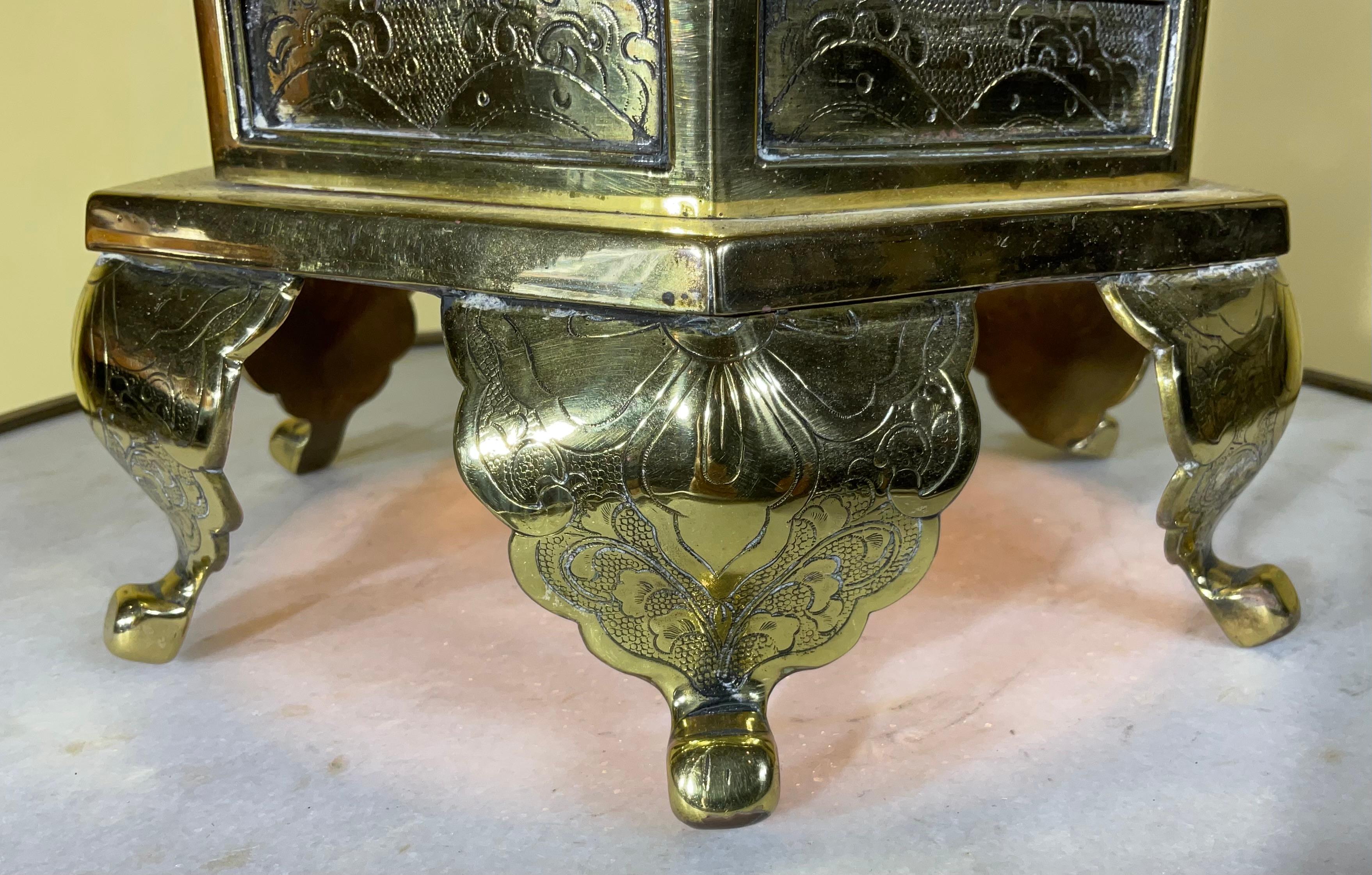 Vintage Japanisch  Buddhist Alter Messing Laterne / Tischlampe / Center Piece  im Angebot 2