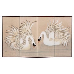 Vintage Japanese Byobu Folding Screen