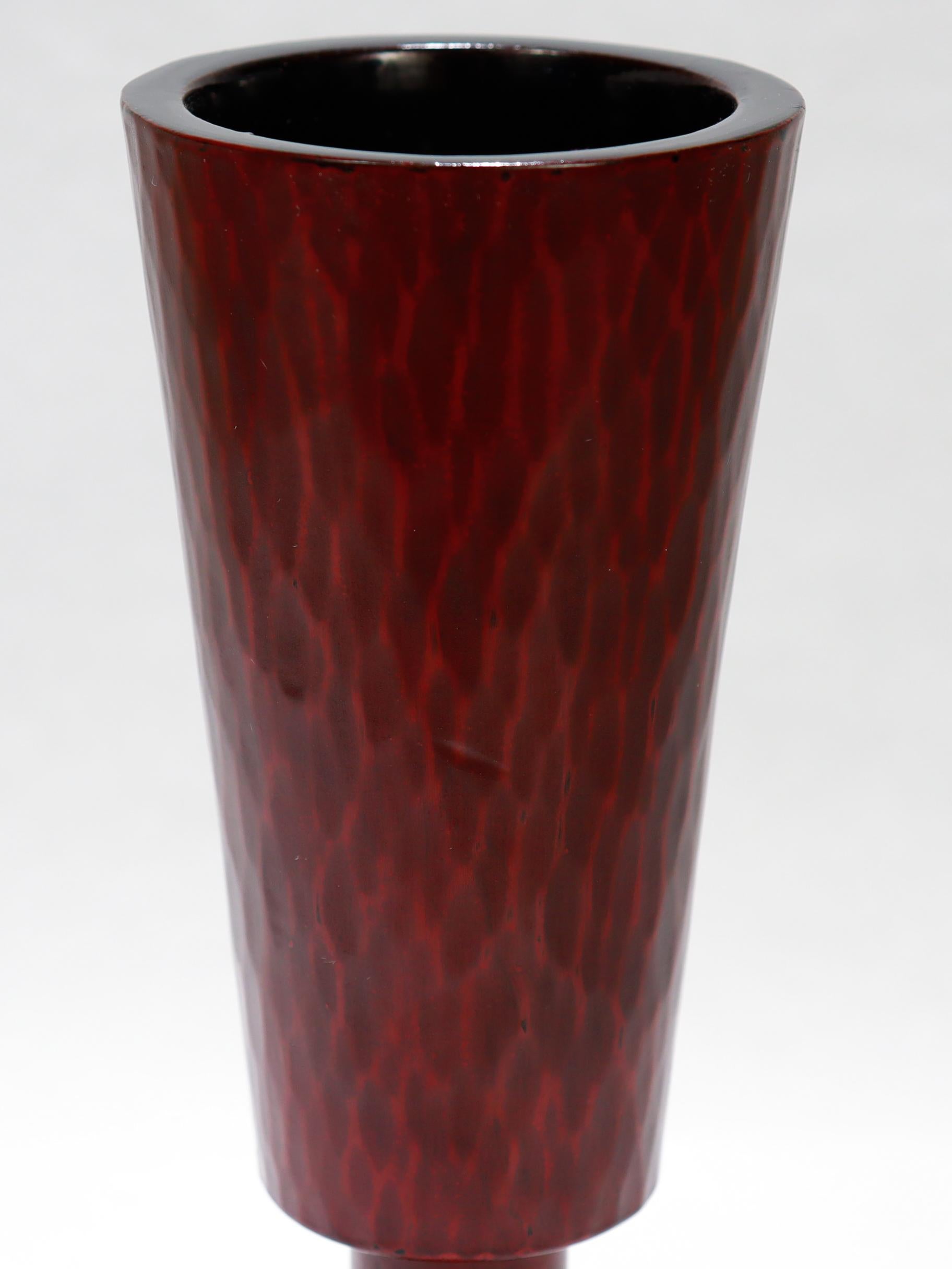 Vintage Japanese geschnitzt & lackiert Holz Vase im Angebot 4