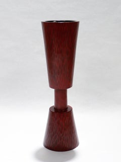 Vintage Japanese Carved & Lacquered Wood Vase