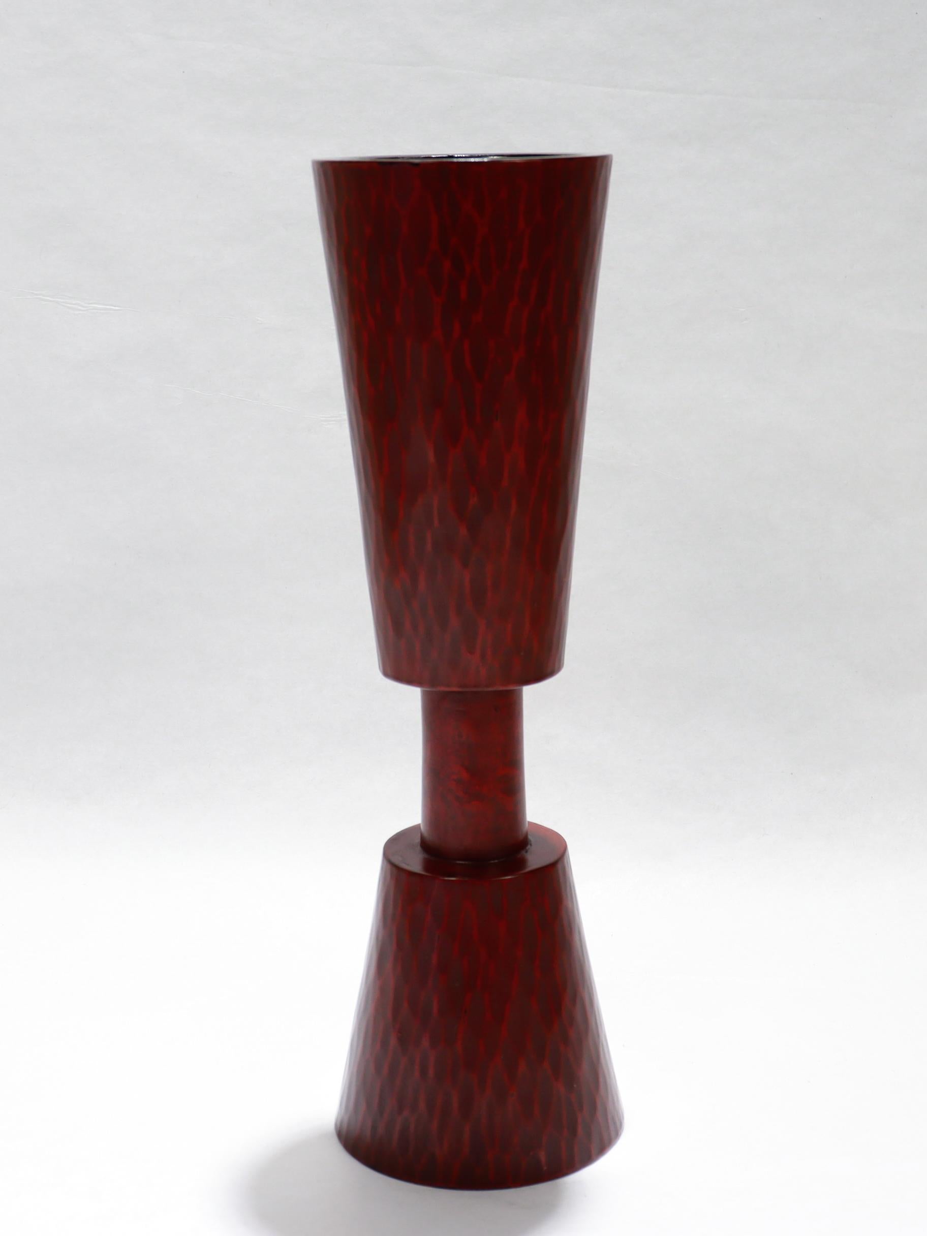 Vintage Japanese geschnitzt & lackiert Holz Vase (Japanisch) im Angebot