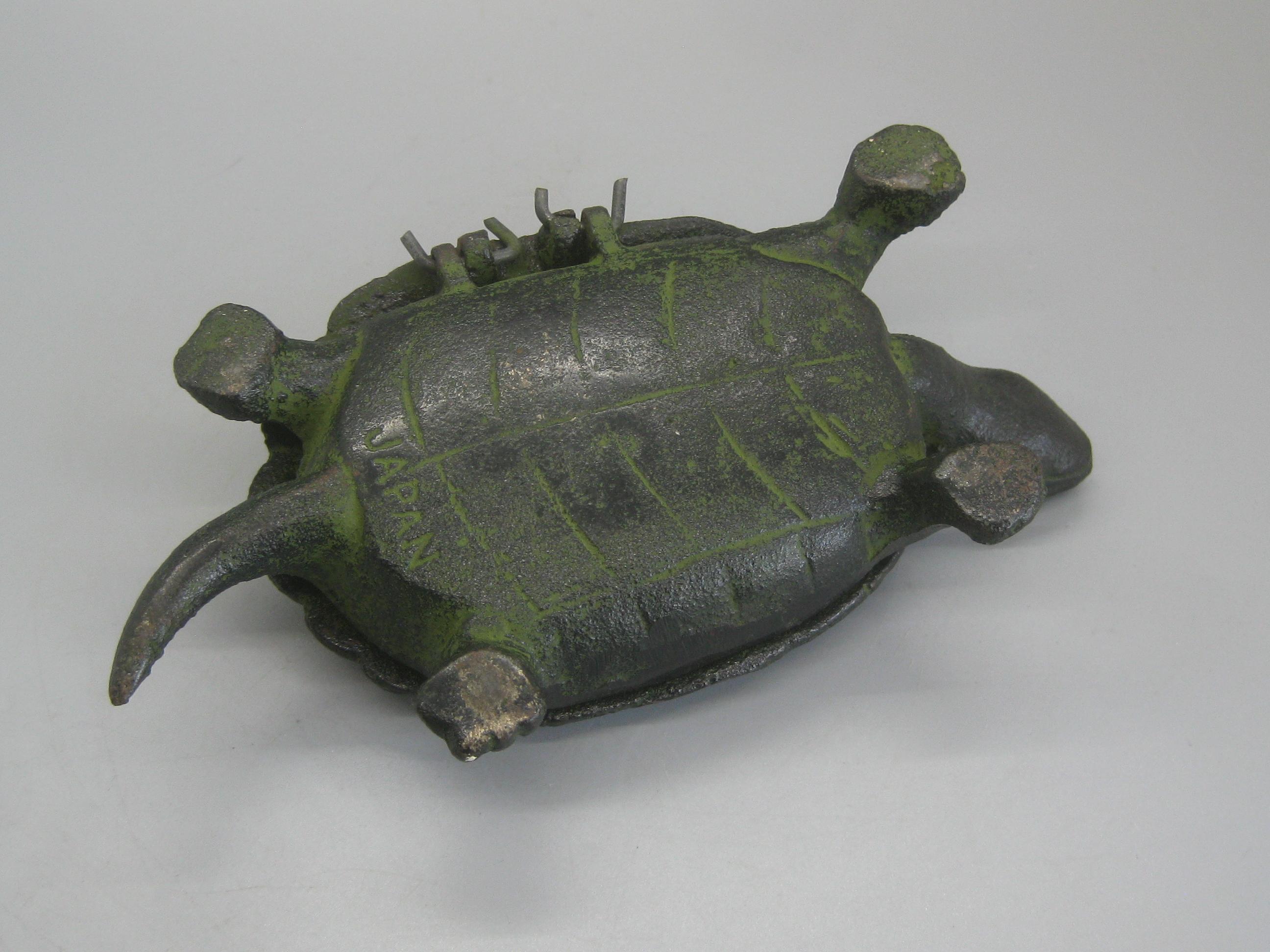 Vintage Japanese Cast Iron Figural Turtle Trinket Stash Box Made in Japan 2
