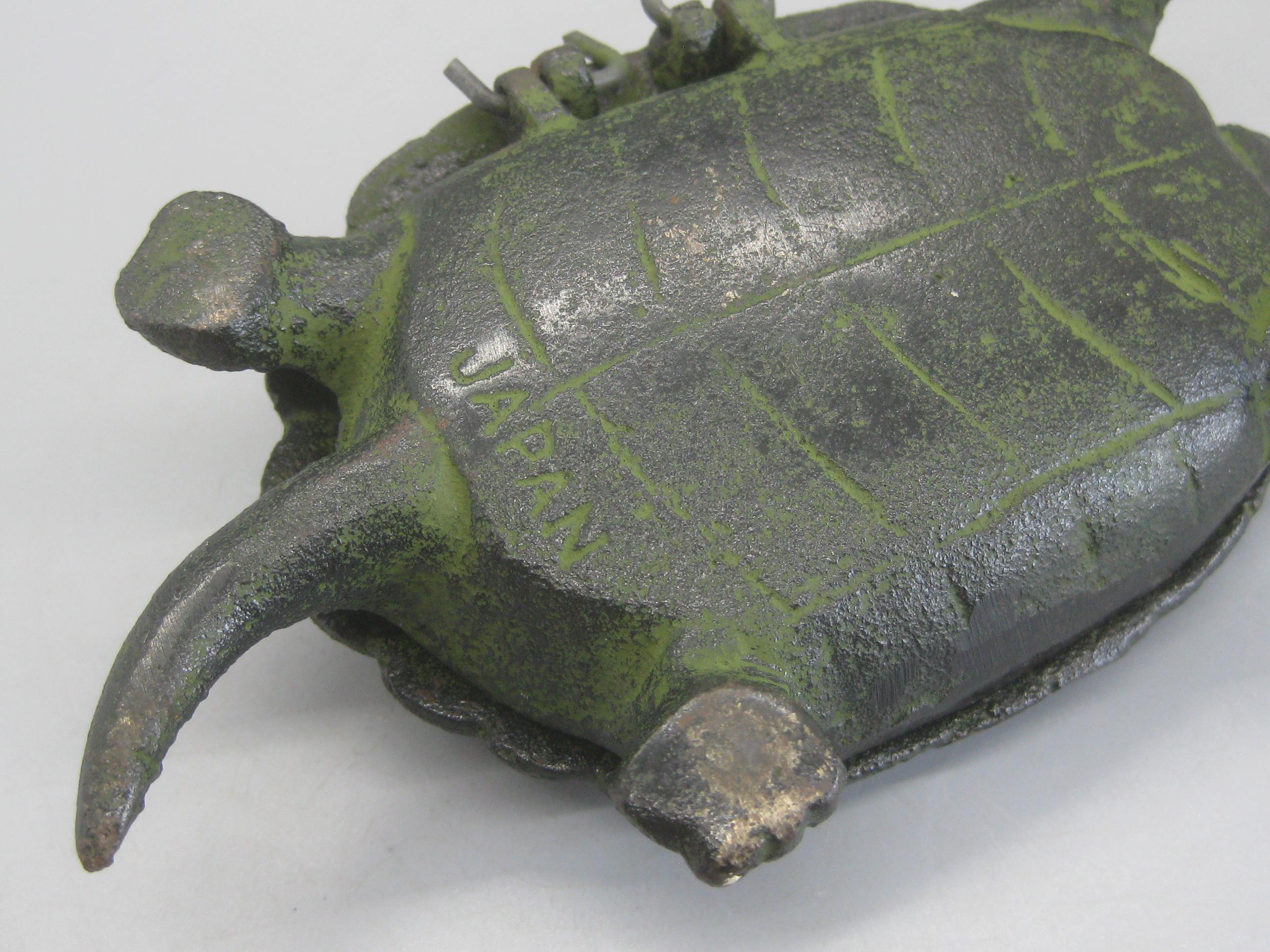 Vintage Japanese Cast Iron Figural Turtle Trinket Stash Box Made in Japan 3