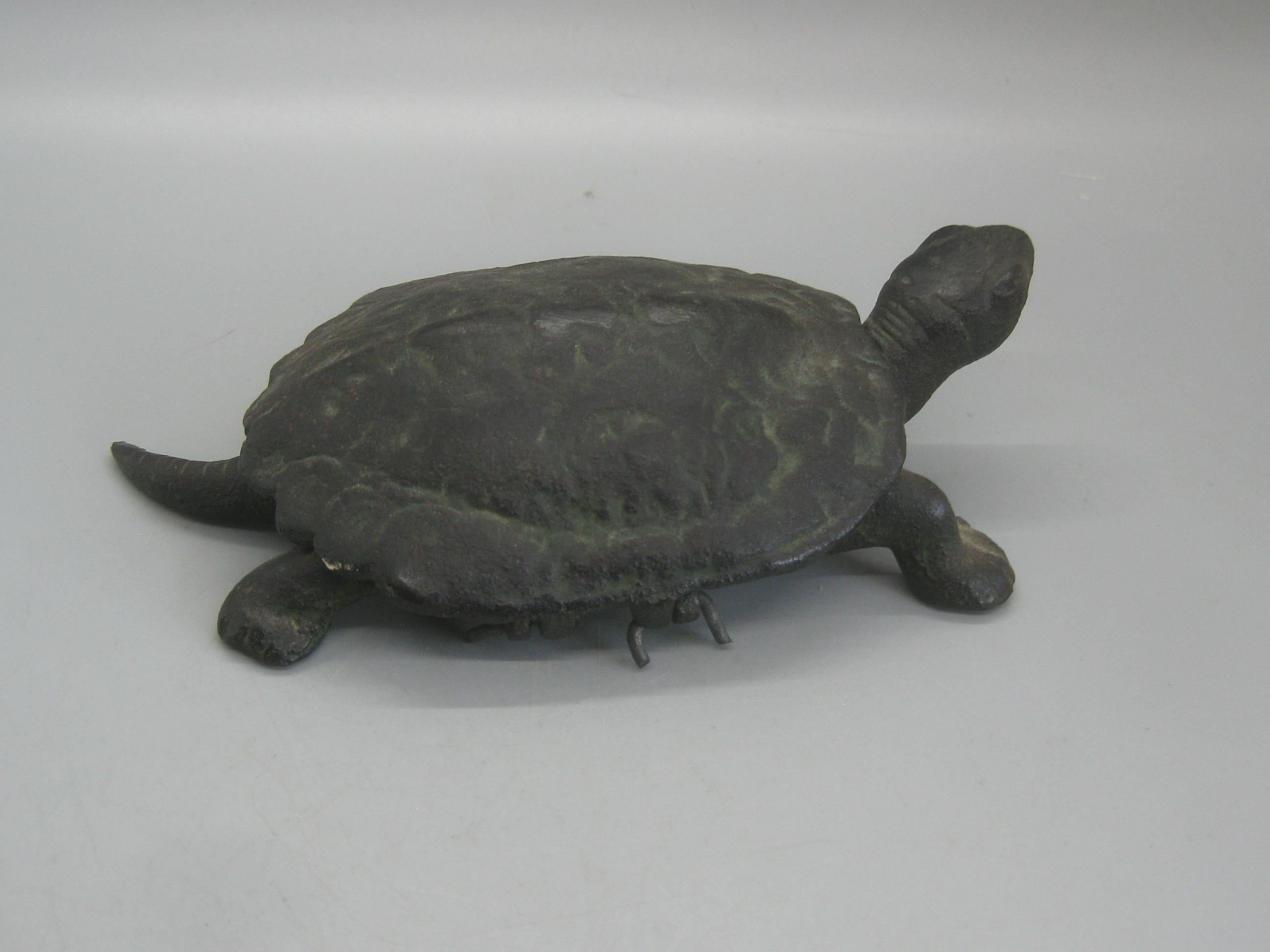 Vintage Japanese Cast Iron Figural Turtle Trinket Stash Box Made in ...